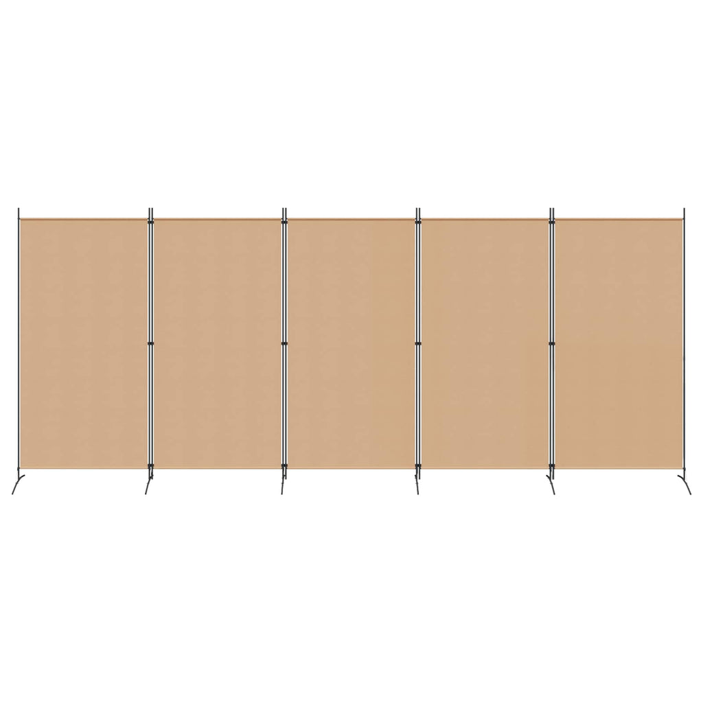 vidaXL 5-panelowy parawan Beżowy 433 x 180 cm tkanina