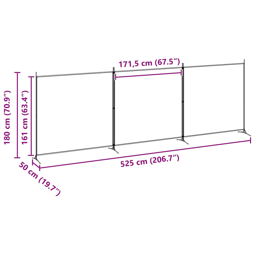 vidaXL 4-panelowy parawan Beżowy 525 x 180 cm tkanina