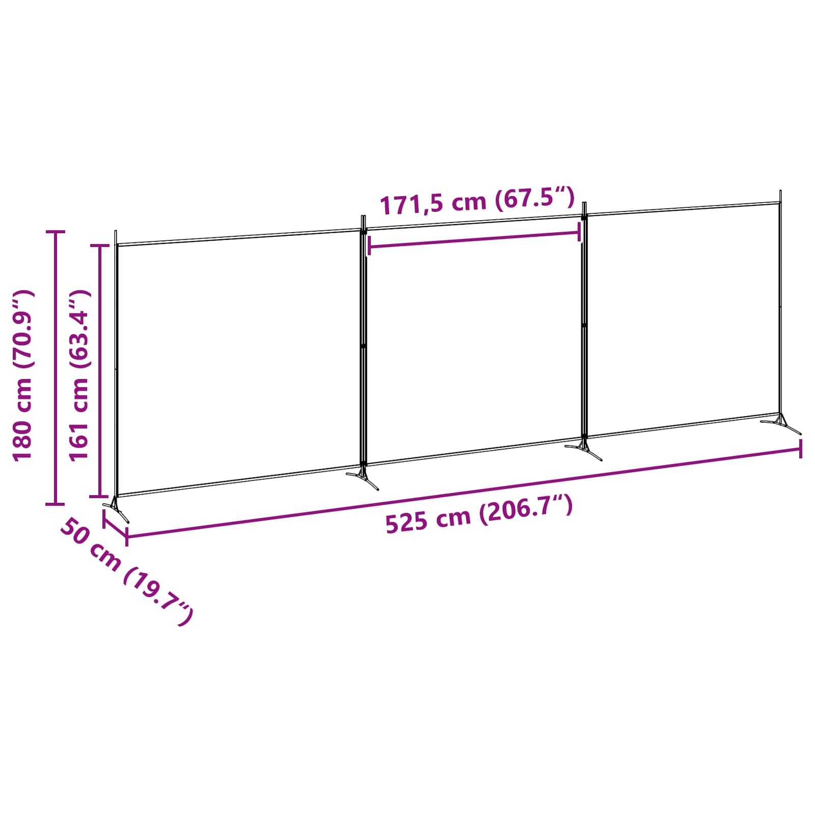 vidaXL 4-panelowy parawan Beżowy 525 x 180 cm tkanina