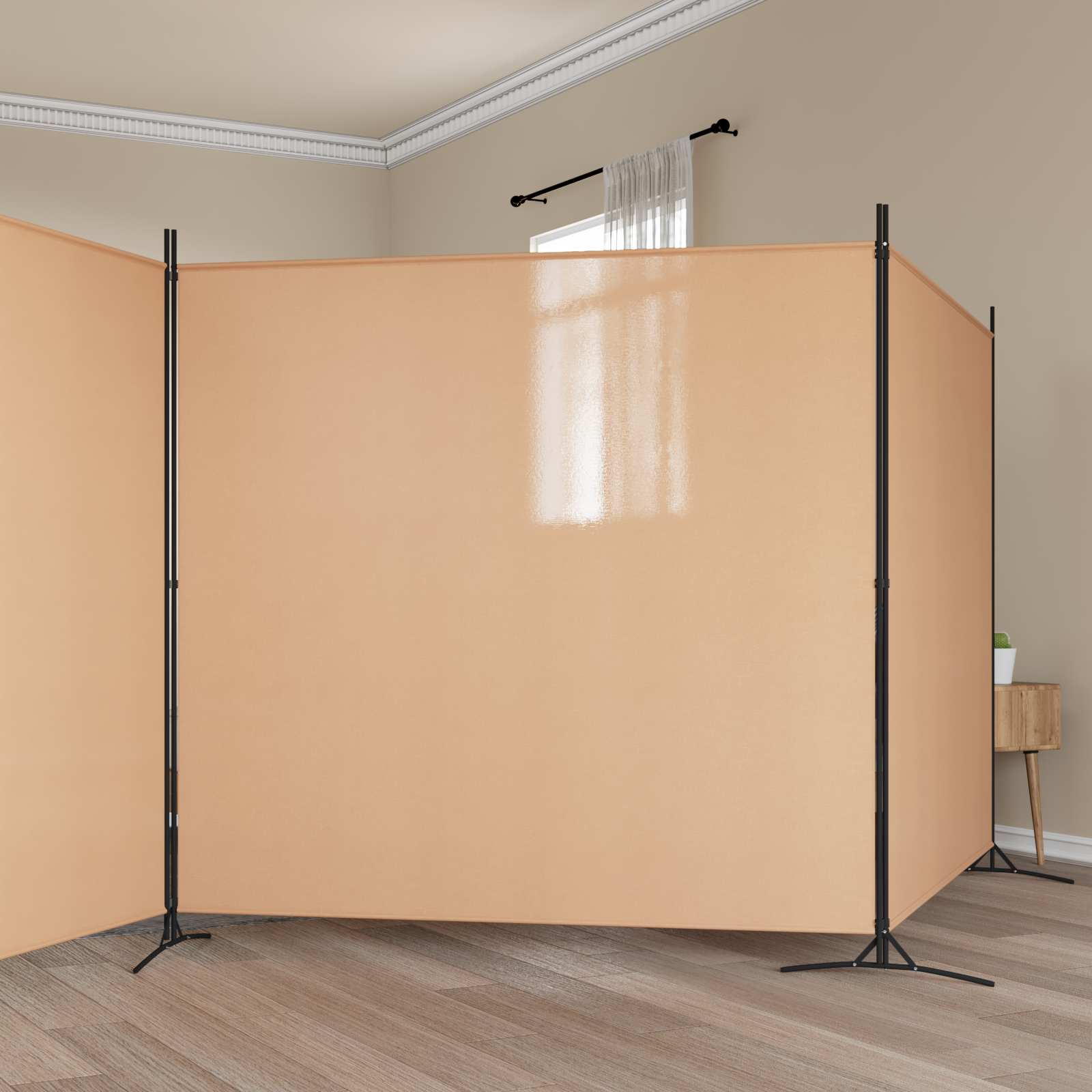vidaXL 4-panelowy parawan Beżowy 698 x 180 cm tkanina