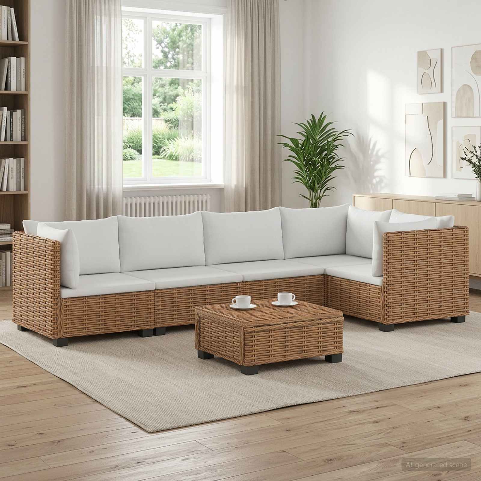 vidaXL 6 szt. Zestaw wypoczynkowy z rattanem z poduszkami GENDT