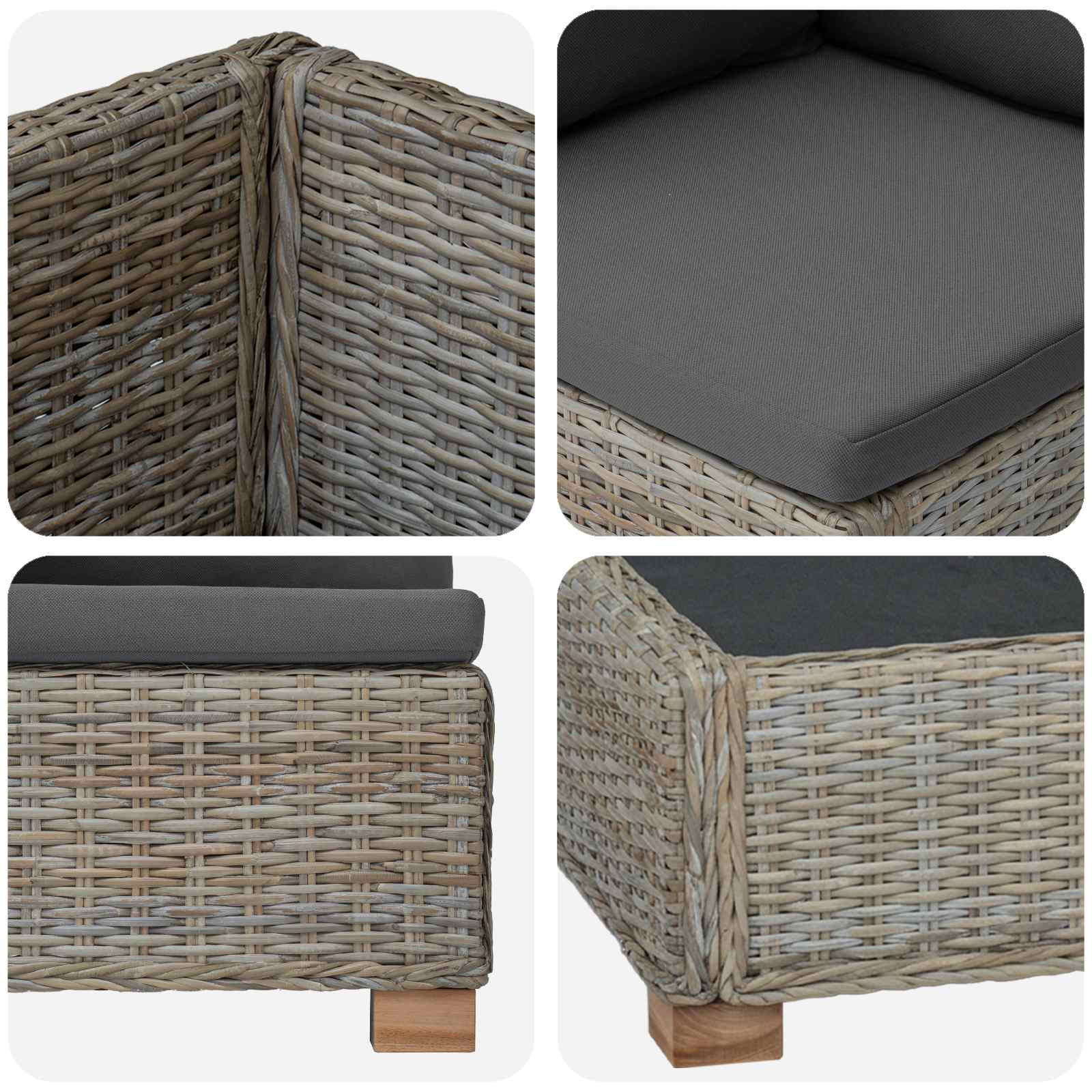 vidaXL 3 szt. Zestaw Wypoczynkowy z Rattanu z Poduszkami GENDT