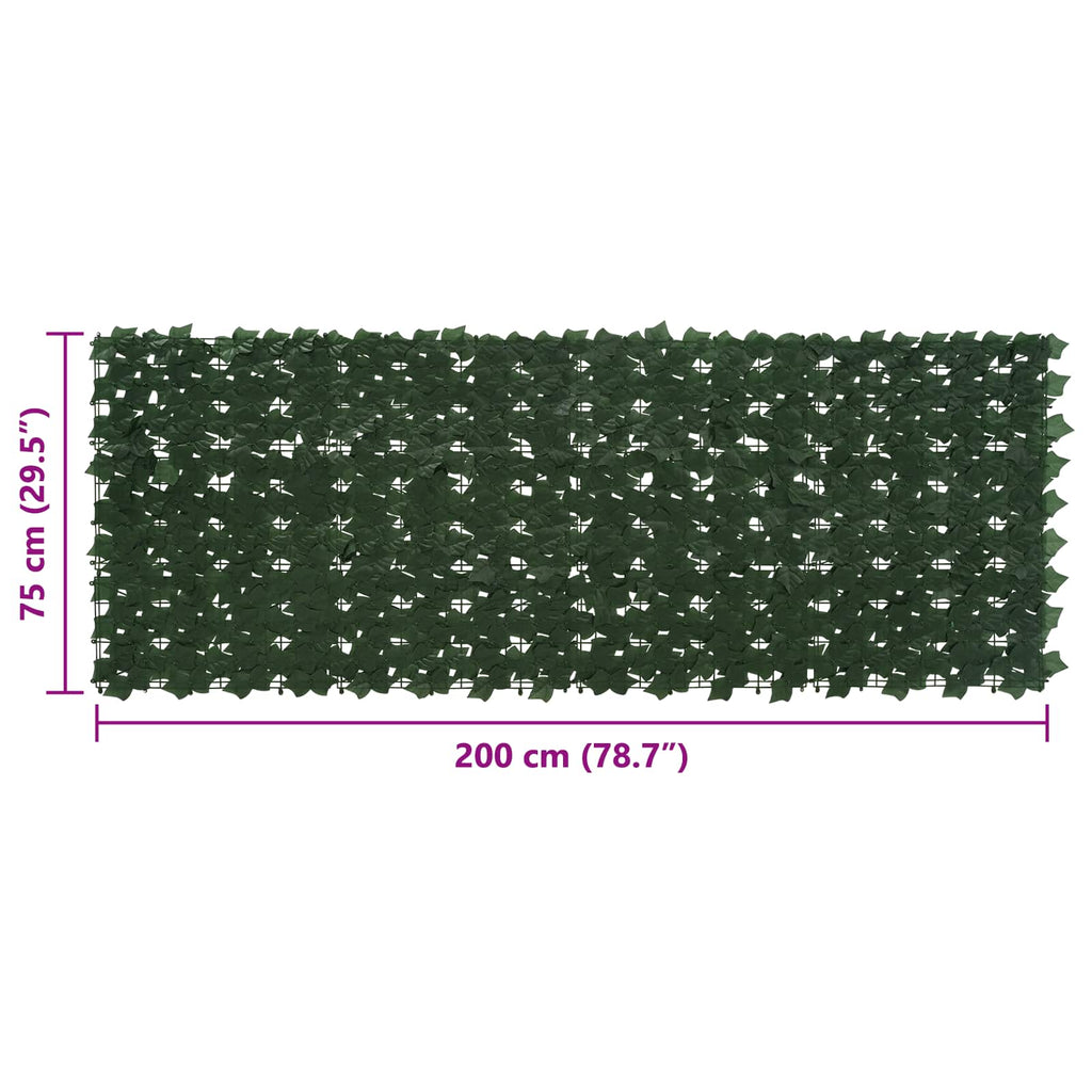 vidaXL Parawan balkonowy z liśćmi Ciemnozielony 200 x 75 cm