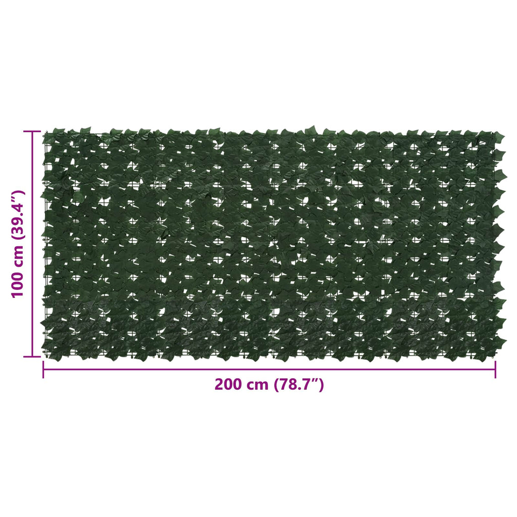vidaXL Parawan balkonowy z liśćmi Ciemnozielony 200 x 100 cm