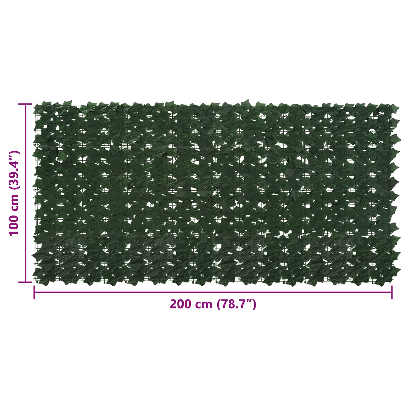vidaXL Parawan balkonowy z liśćmi Ciemnozielony 200 x 100 cm