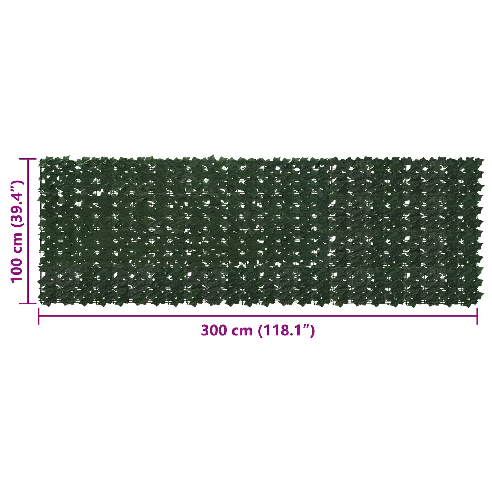 vidaXL Parawan balkonowy z liśćmi Ciemnozielony 300 x 100 cm