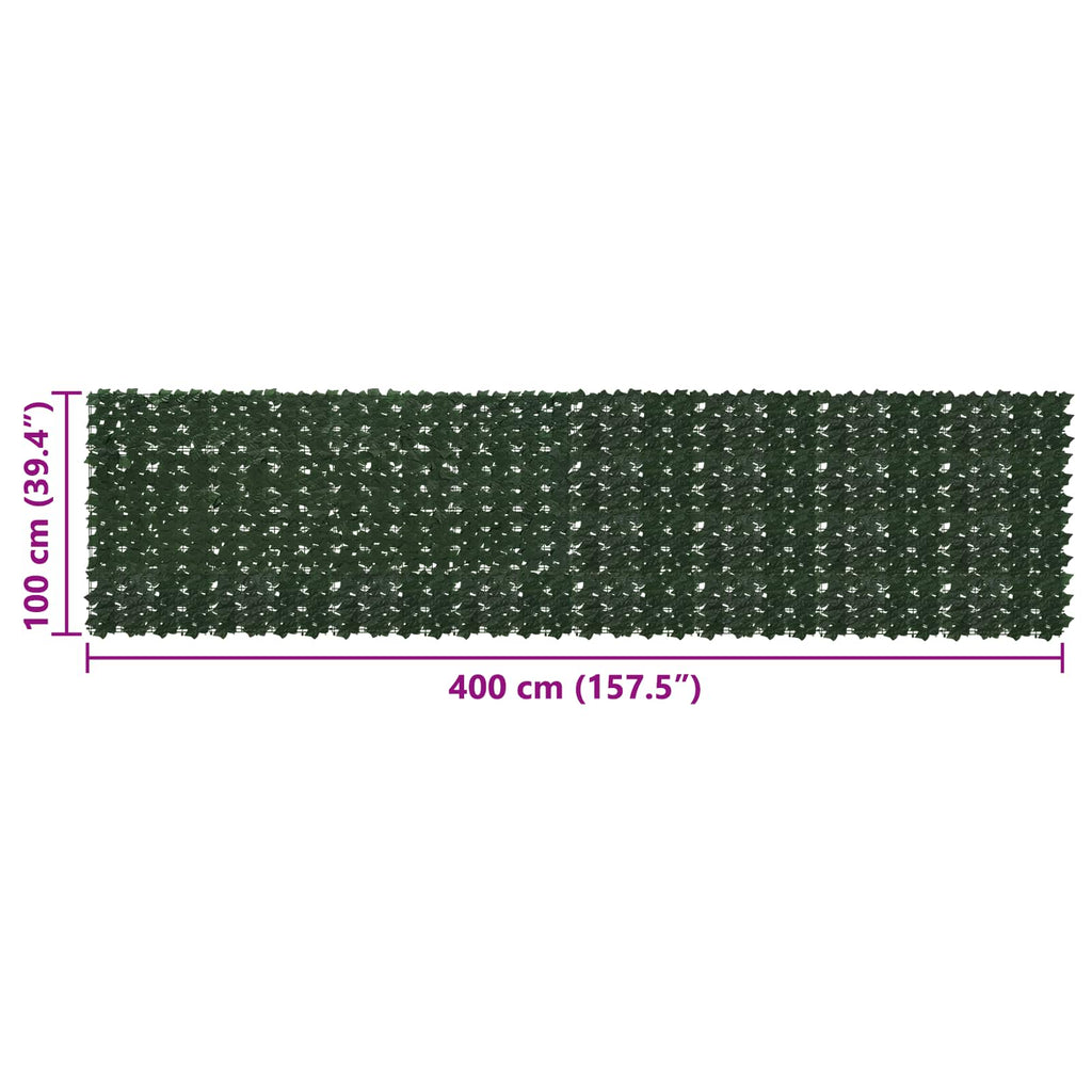 vidaXL Parawan balkonowy z liśćmi Ciemnozielony 400 x 100 cm