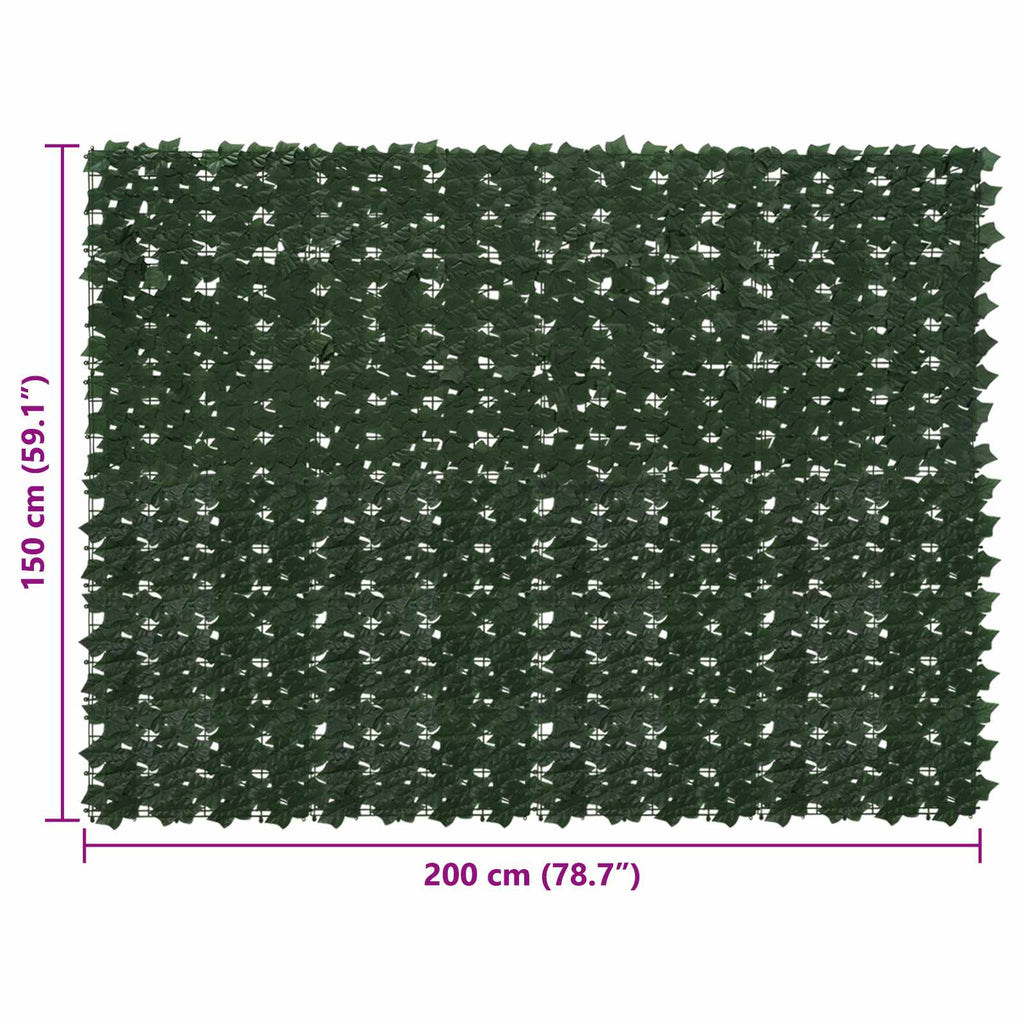 vidaXL Parawan balkonowy z liśćmi Ciemnozielony 200 x 150 cm