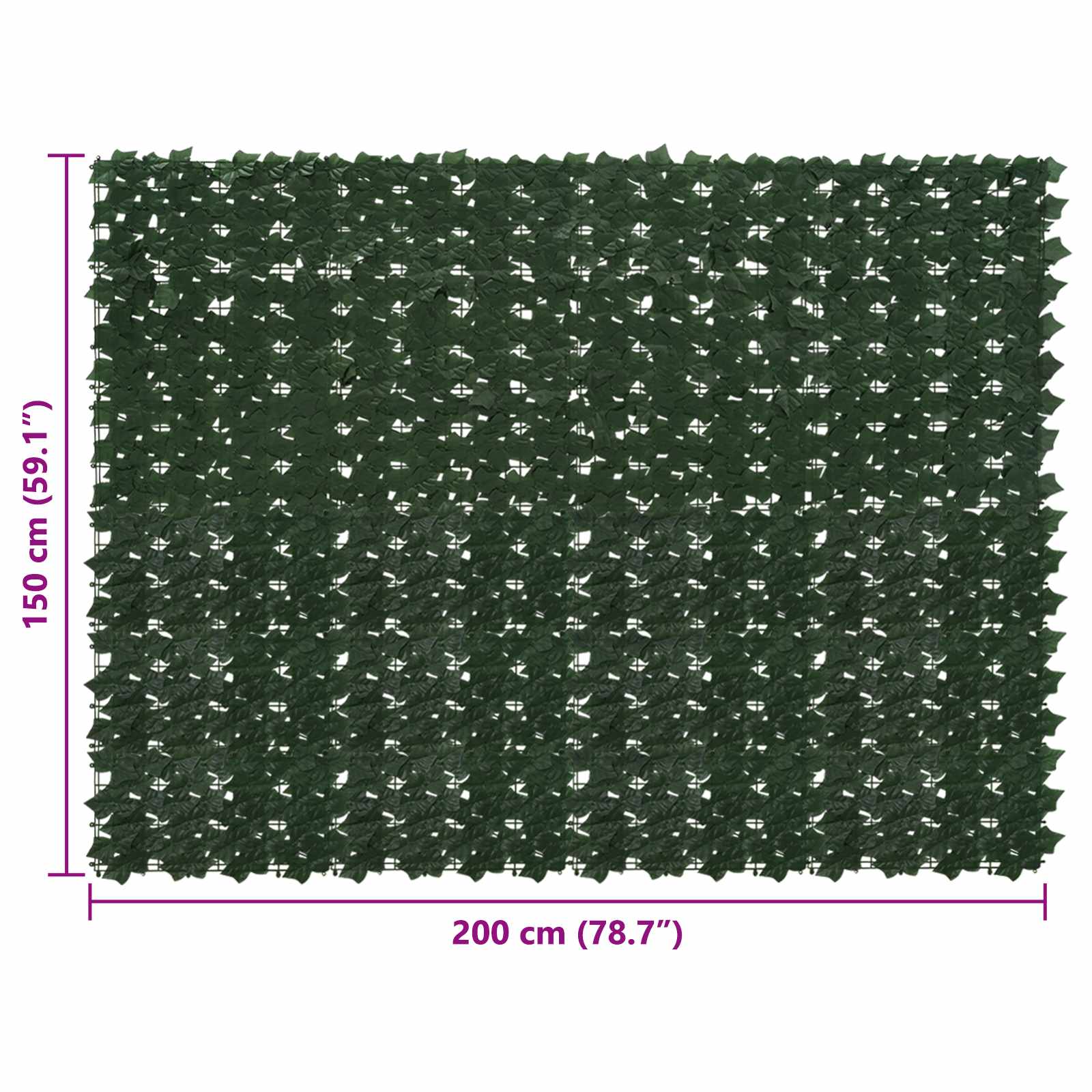 vidaXL Parawan balkonowy z liśćmi Ciemnozielony 200 x 150 cm