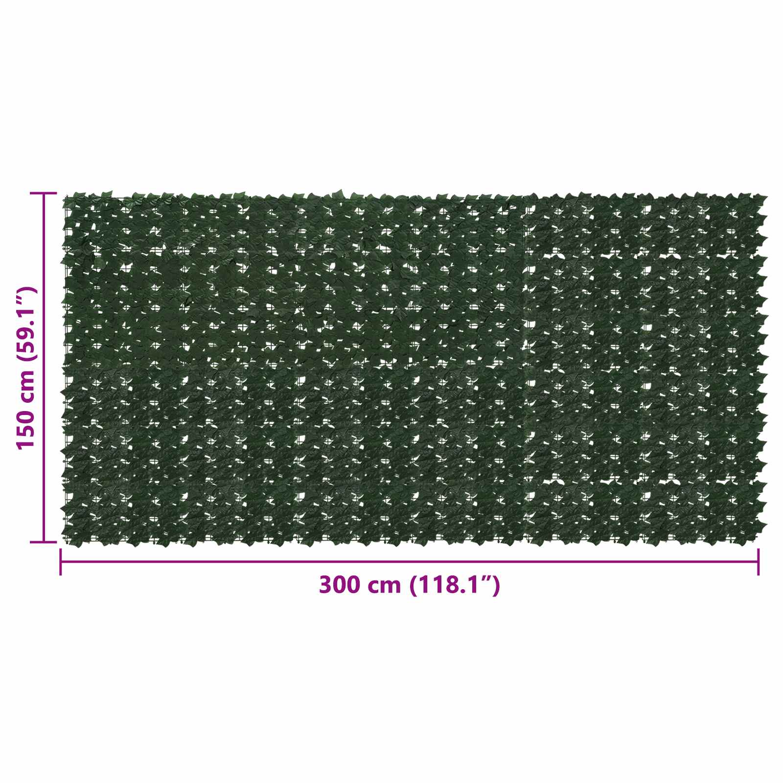 vidaXL Parawan balkonowy z liśćmi Ciemnozielony 300 x 150 cm