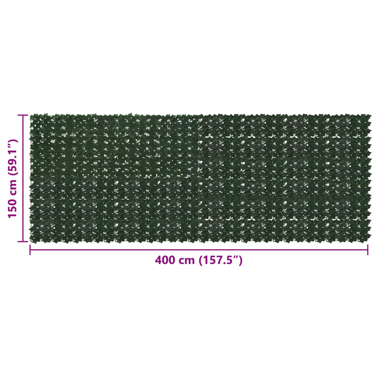 vidaXL Parawan balkonowy z liśćmi Ciemnozielony 400 x 150 cm