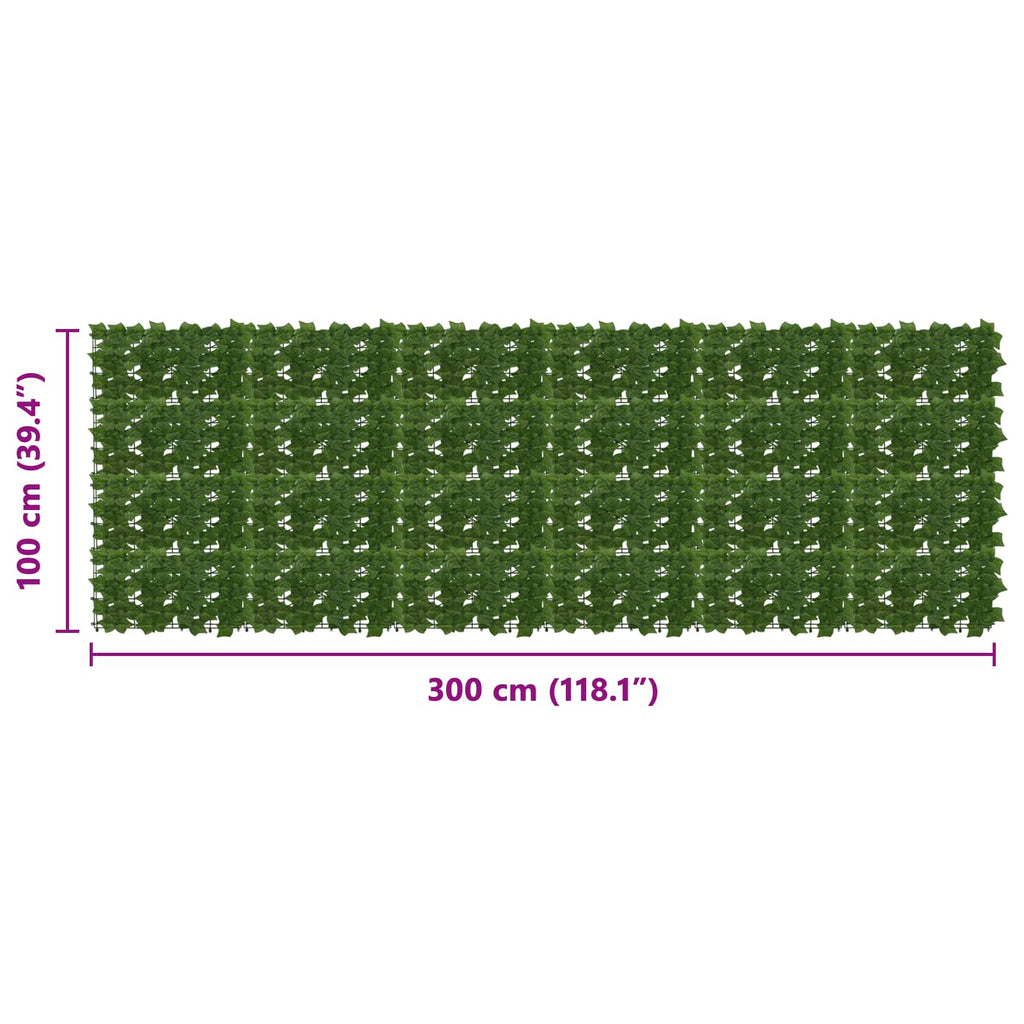 vidaXL Parawan balkonowy z liśćmi zielony 300 x 100 cm