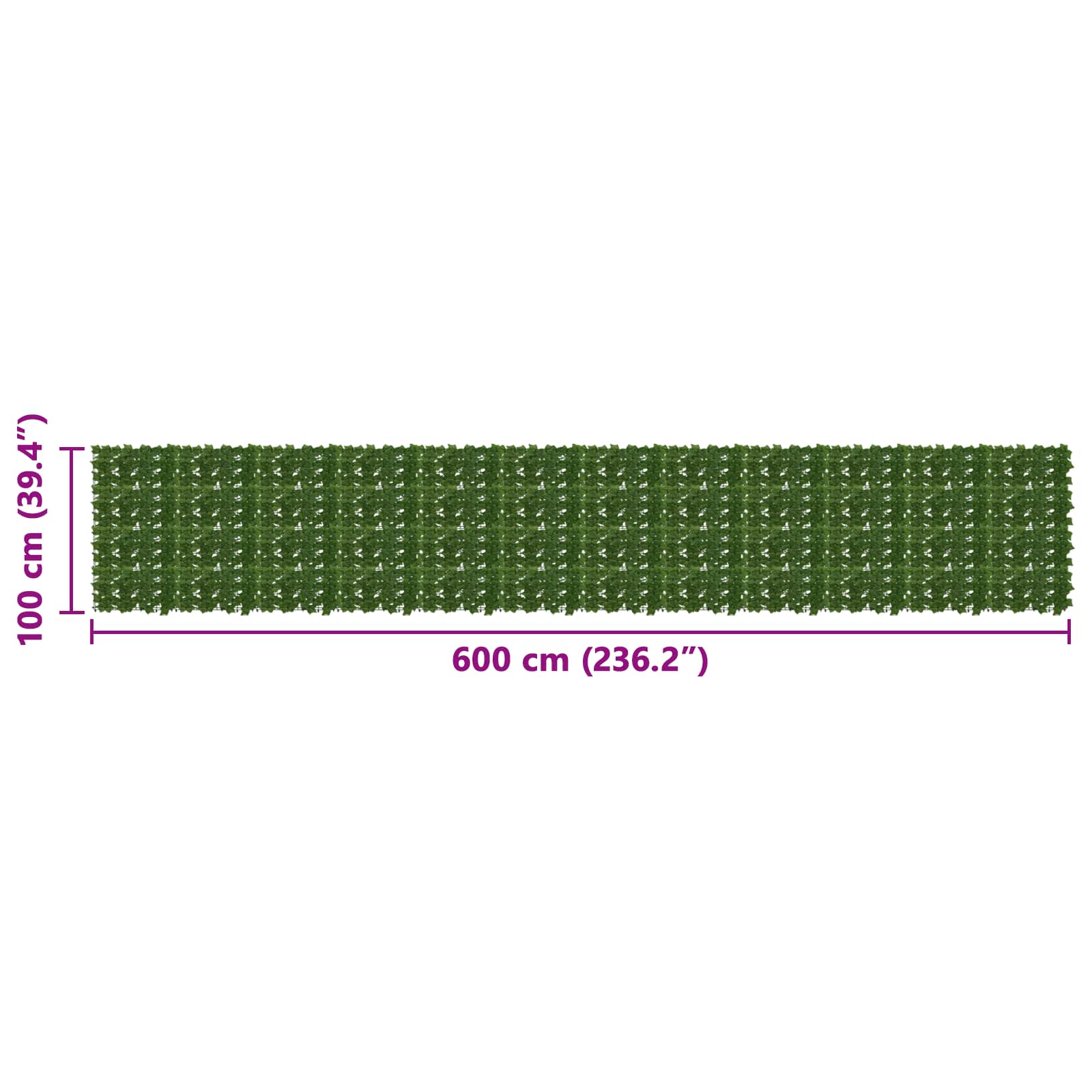vidaXL Parawan balkonowy z liśćmi zielony 600 x 100 cm
