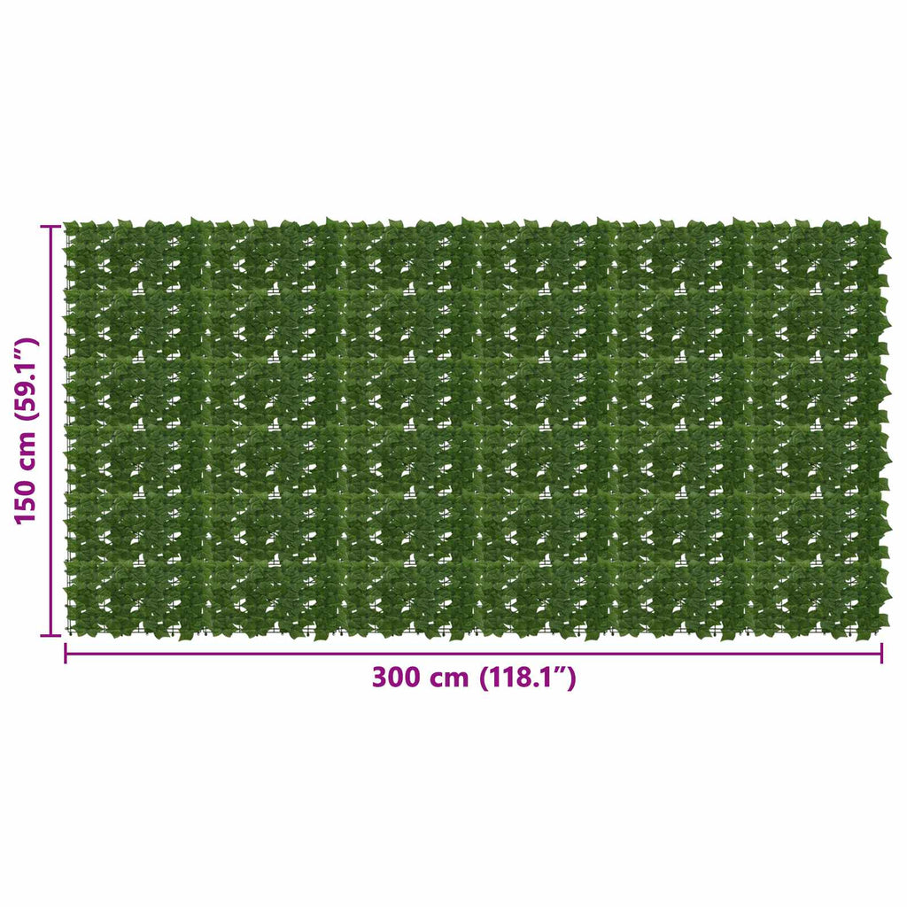 vidaXL Parawan balkonowy z liśćmi 300 x 150 cm Polietylen i Tkanina