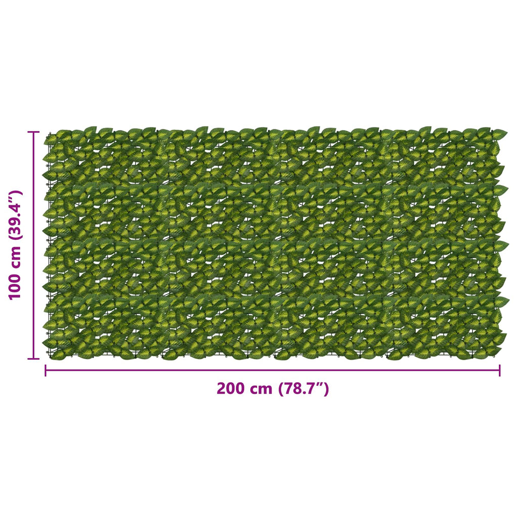 vidaXL Parawan balkonowy z liśćmi Zielony i Żółty 200 x 100 cm