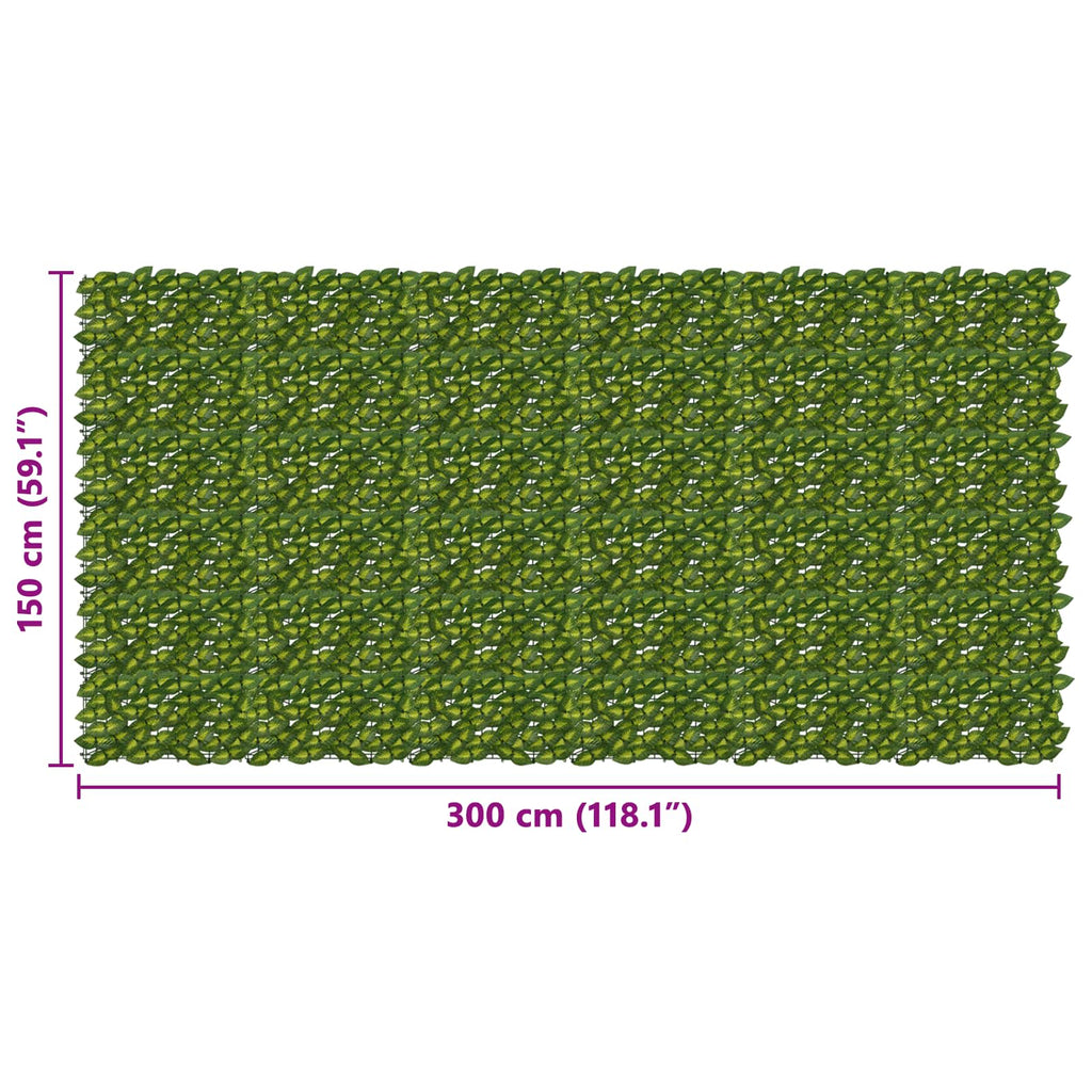 vidaXL Parawan balkonowy z liśćmi Zielony i Żółty 300 x 150 cm