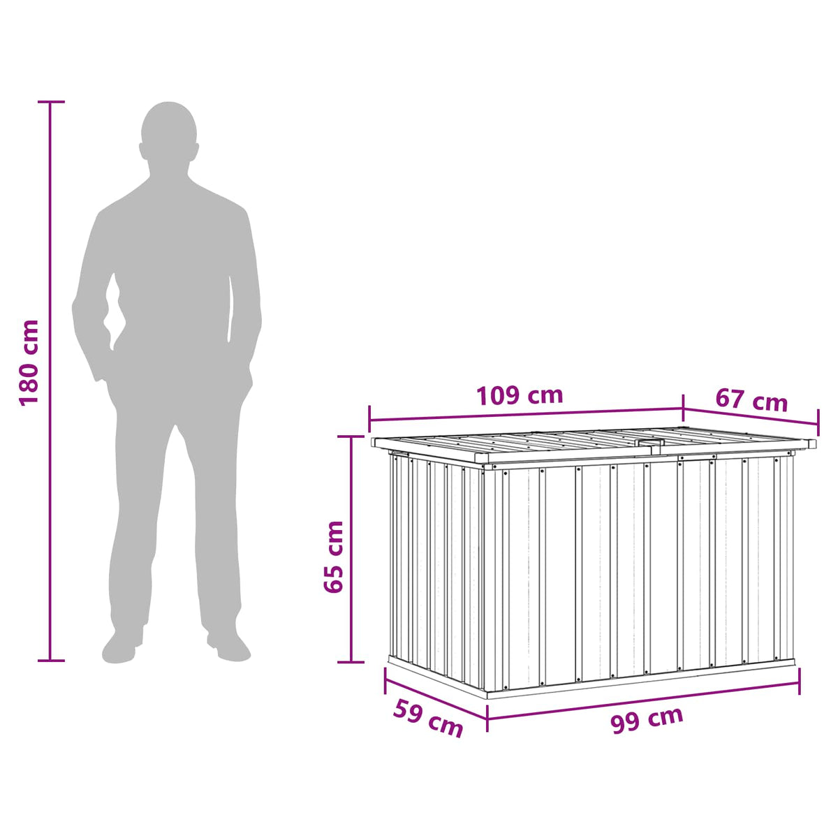 vidaXL Skrzynia do przechowywania na zewnątrz drewno 109 x 67 x 65 cm