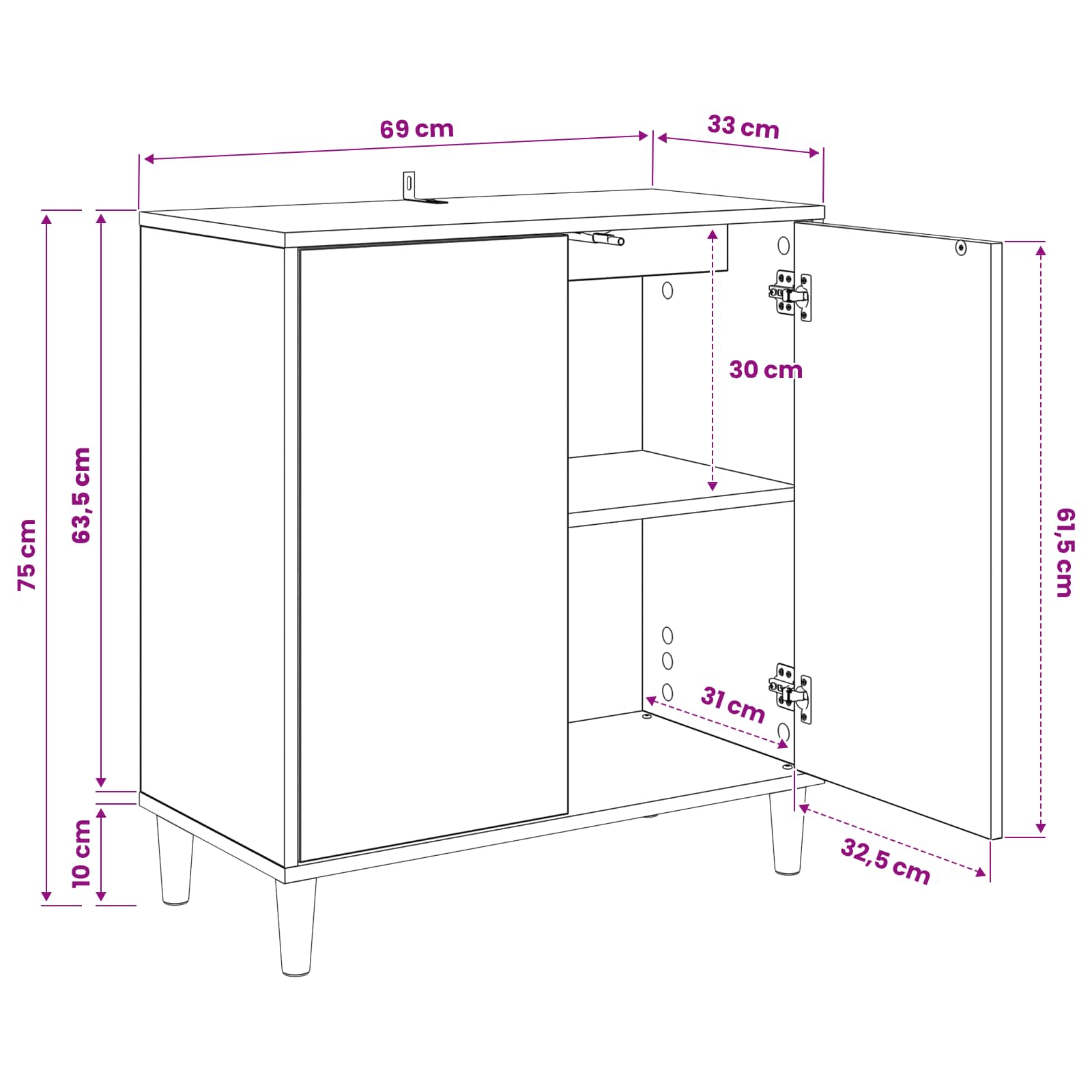 vidaXL Bufet MAINZ Sonoma 69 x 33 x 75 cm Drewno inżynieryjne