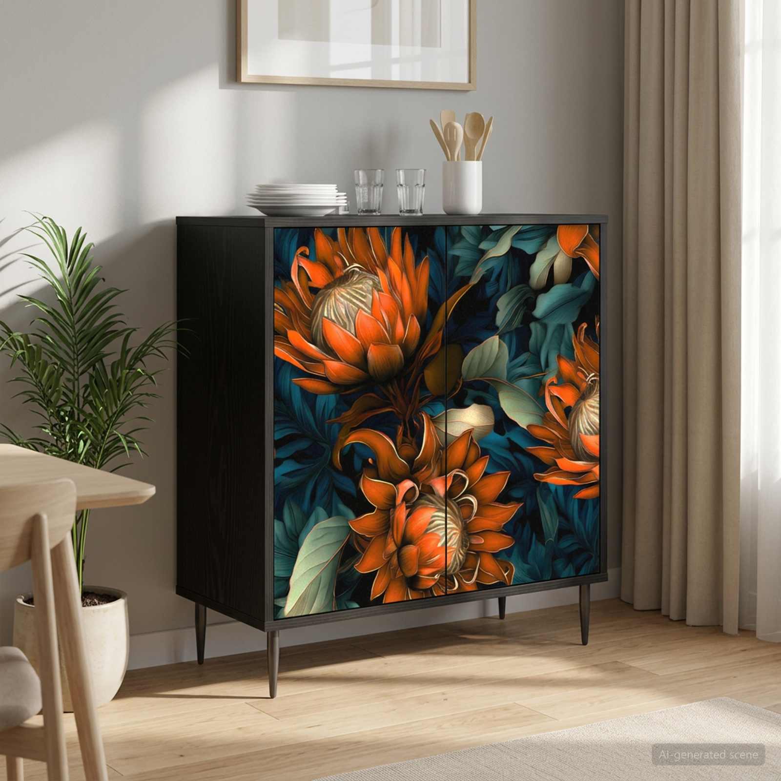 vidaXL Bufet LOCHEM Czarny dąb 69 x 33 x 76 cm Drewno inżynieryjne