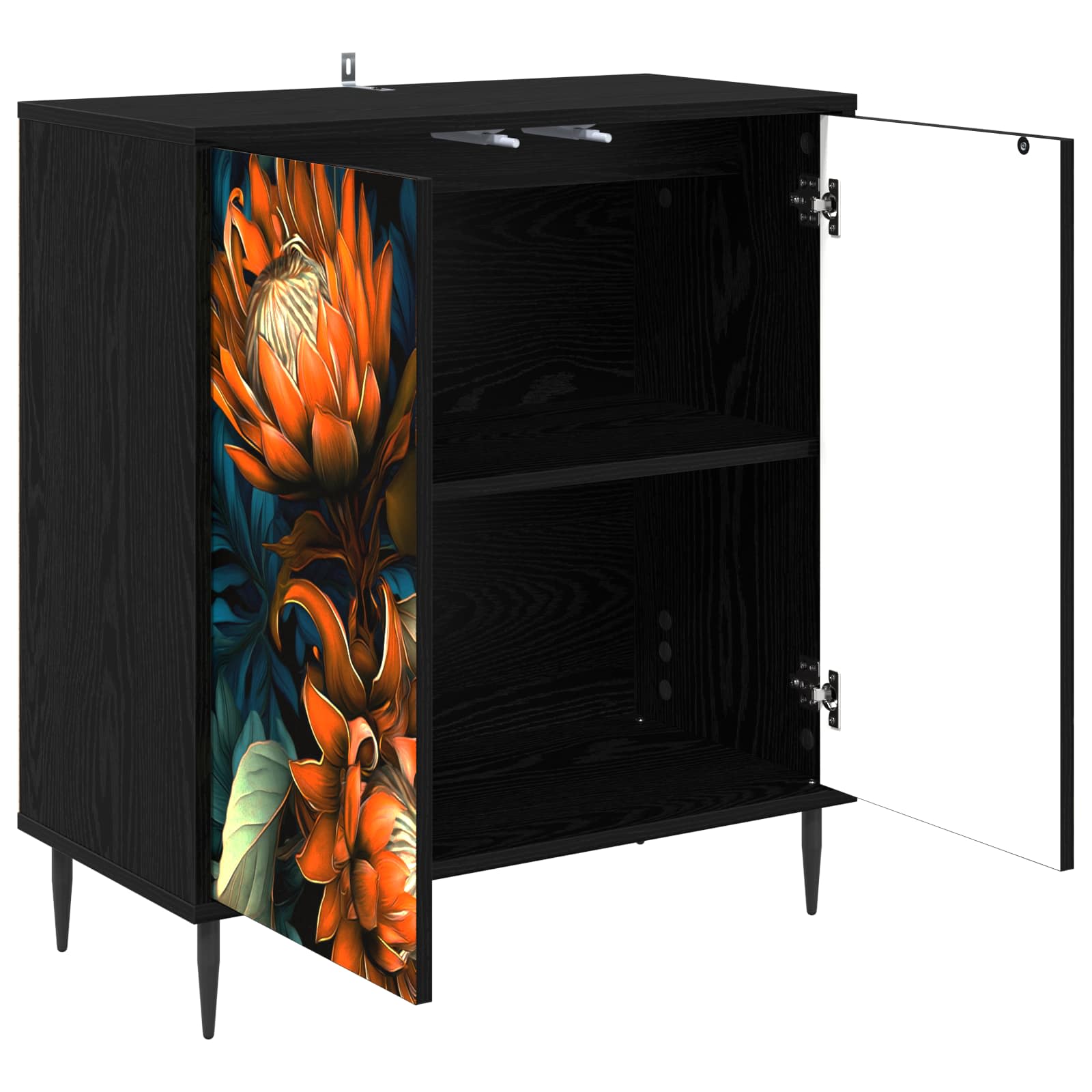 vidaXL Bufet LOCHEM Czarny dąb 69 x 33 x 76 cm Drewno inżynieryjne