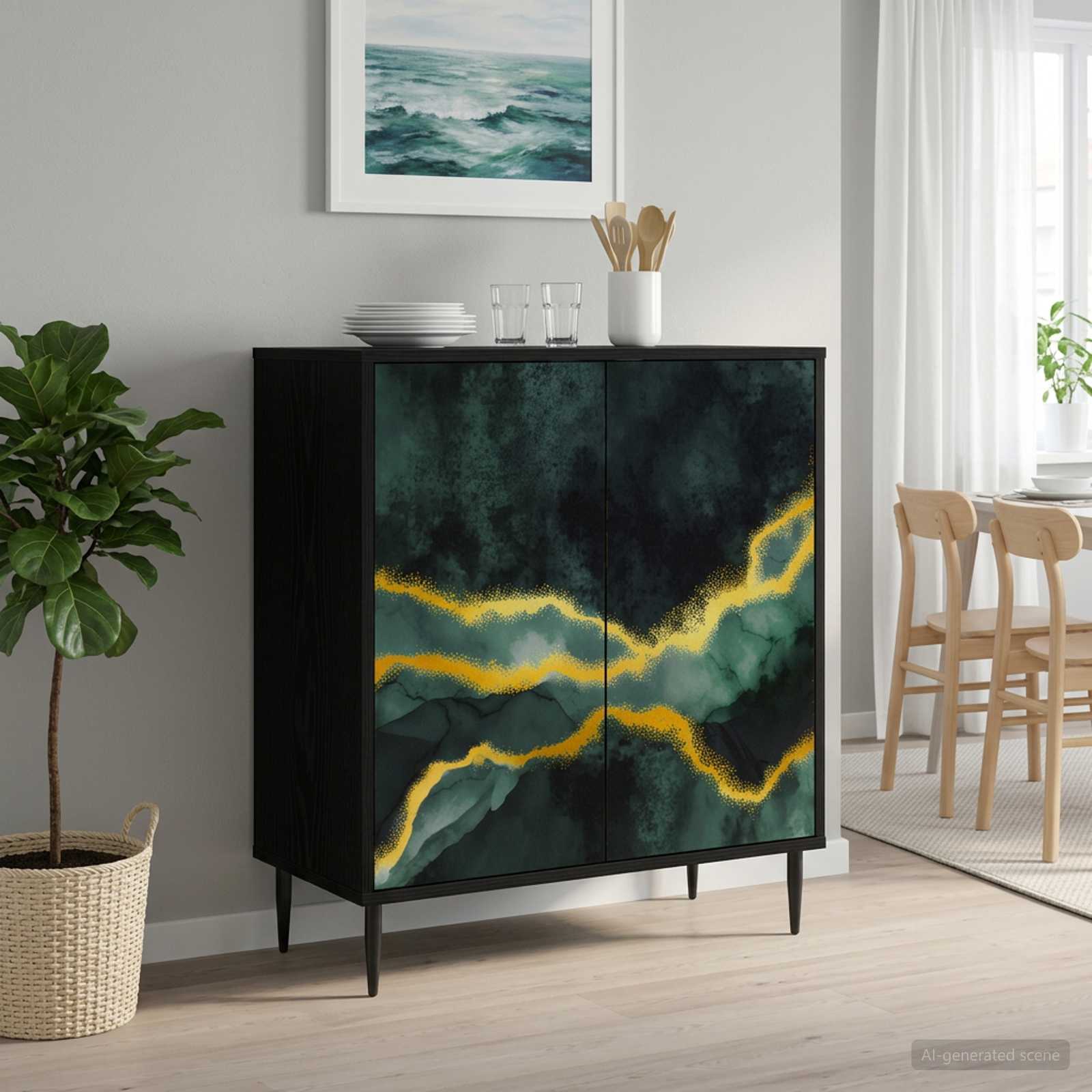 vidaXL Bufet WIJHE Czarny dąb 69 x 33 x 76 cm Drewno inżynieryjne