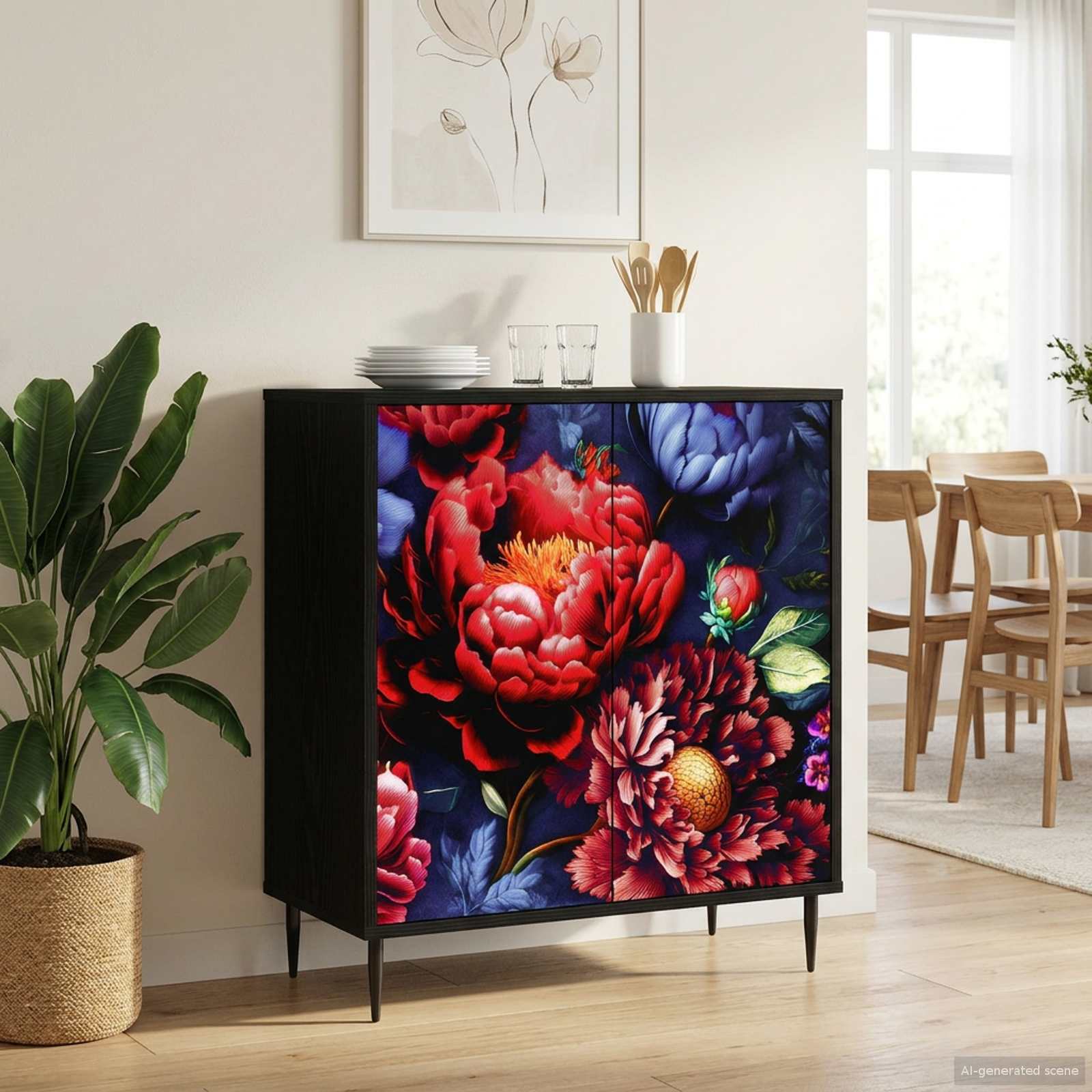 vidaXL Bufet KIEL Czarny dąb 69 x 33 x 76 cm Drewno inżynieryjne