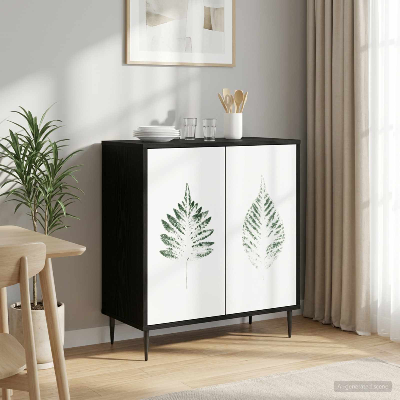 vidaXL Bufet HANAU Czarny dąb 69 x 33 x 76 cm Drewno inżynieryjne