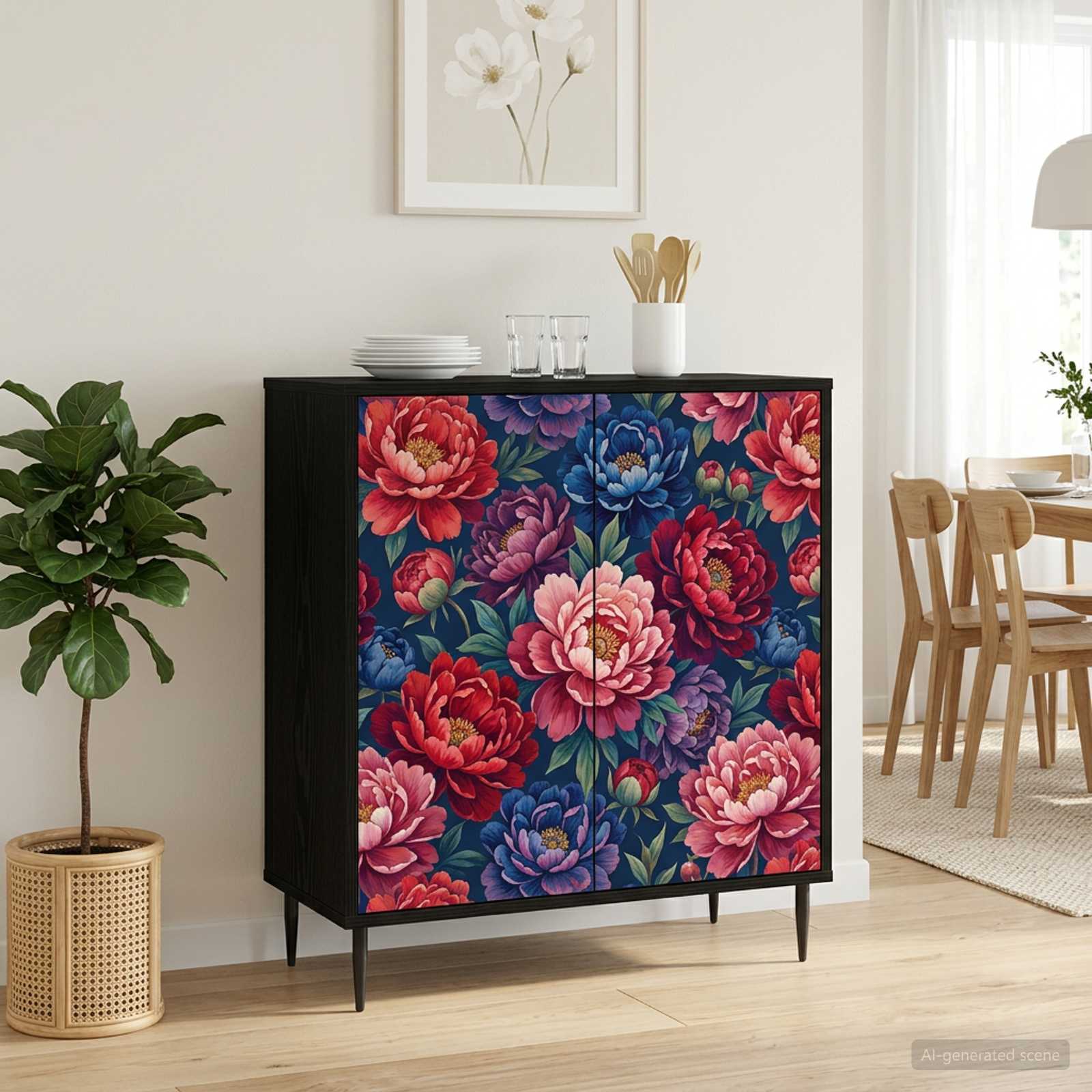vidaXL Bufet AACHEN Czarny dąb 69 x 33 x 76 cm Drewno inżynieryjne