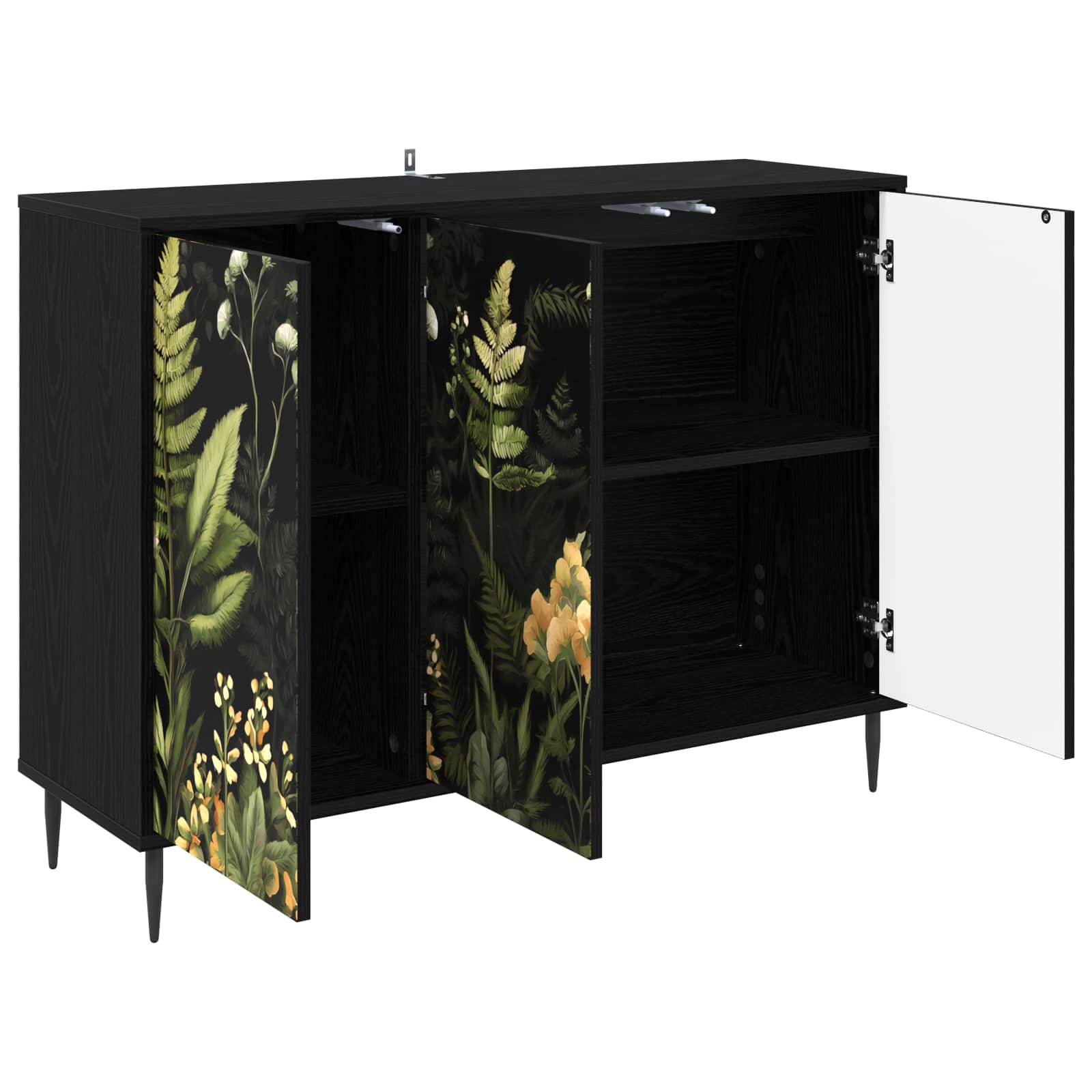vidaXL Bufet RHENEN Czarny dąb 102 x 33 x 76 cm Drewno inżynieryjne