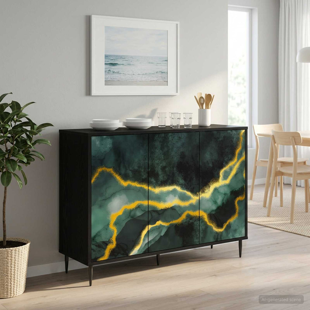 vidaXL Bufet WIJHE Czarny dąb 102 x 33 x 76 cm Drewno inżynieryjne