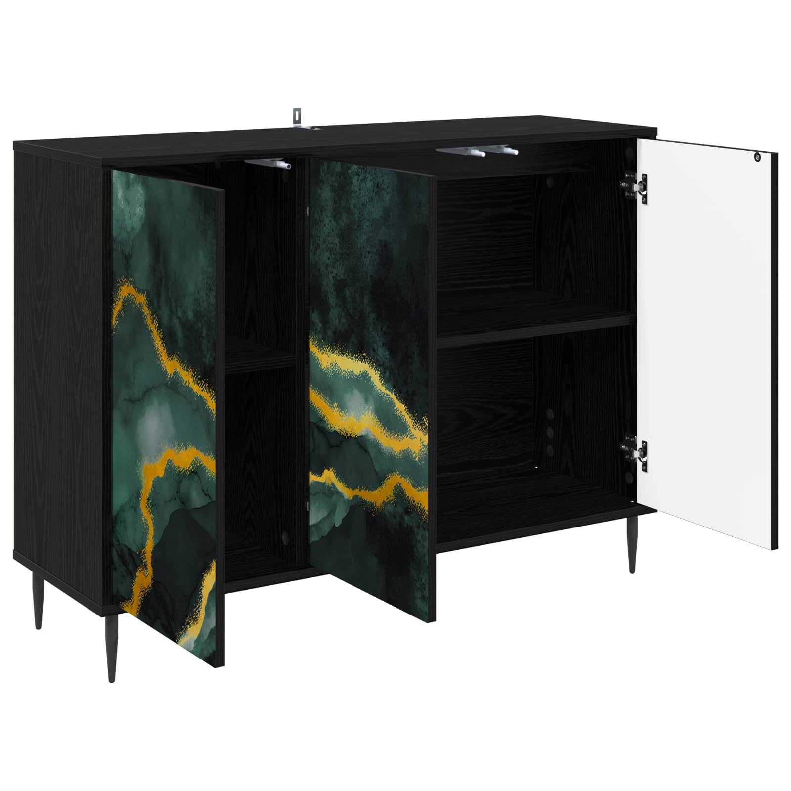 vidaXL Bufet WIJHE Czarny dąb 102 x 33 x 76 cm Drewno inżynieryjne