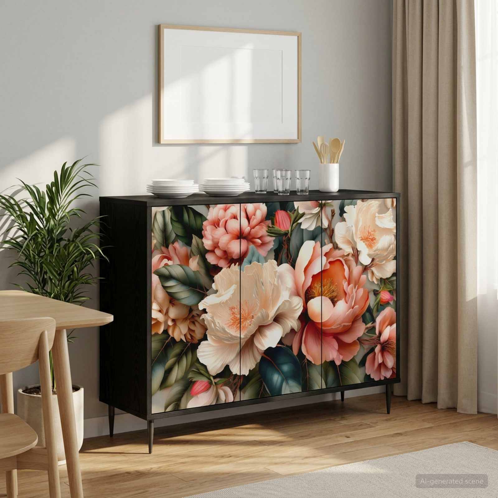 vidaXL Bufet BORNE Czarny dąb 102 x 33 x 76 cm Drewno inżynieryjne