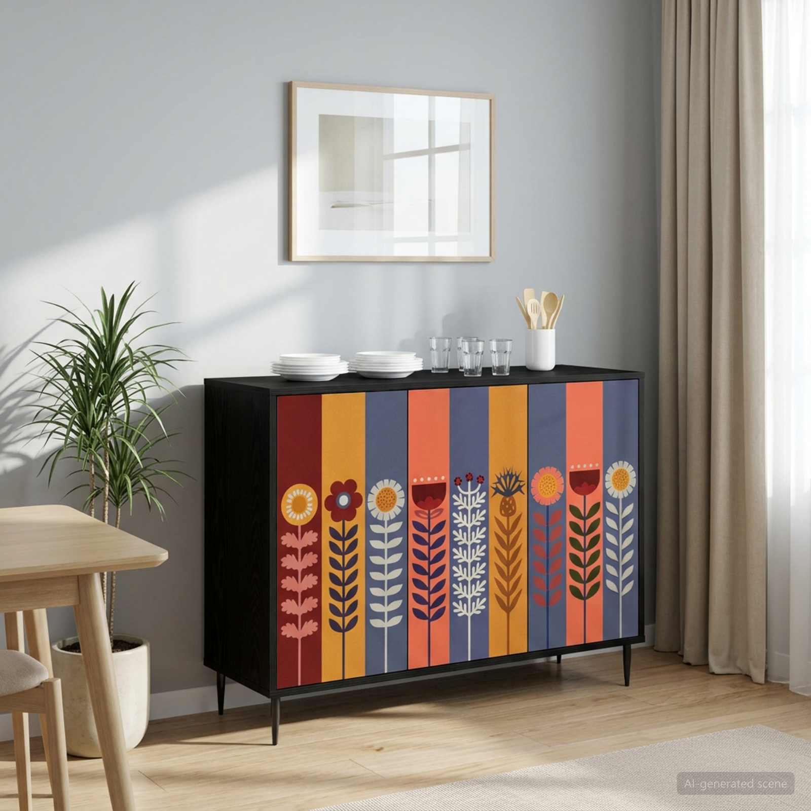 vidaXL Bufet ESSEN Czarny dąb 102 x 33 x 76 cm Drewno inżynieryjne