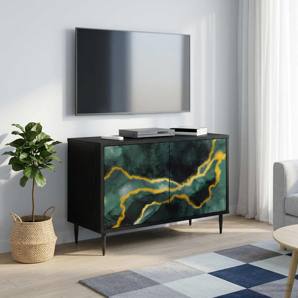 vidaXL Szafka pod telewizor WIJHE 69 x 33 x 50,5 cm Czarny dąb