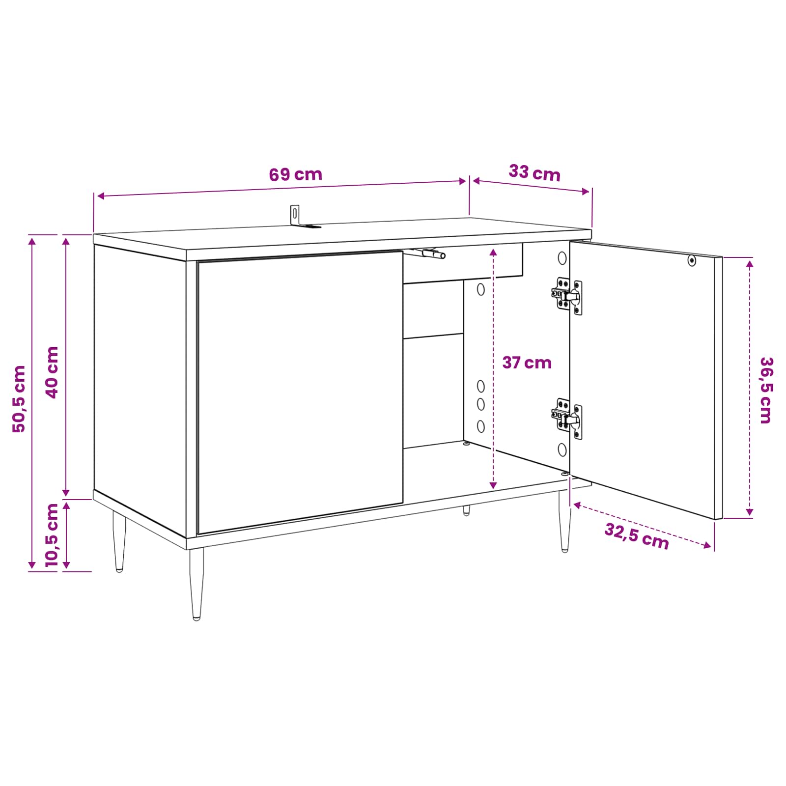 vidaXL Szafka pod telewizor AACHEN 69 x 33 x 50,5 cm Czarny dąb