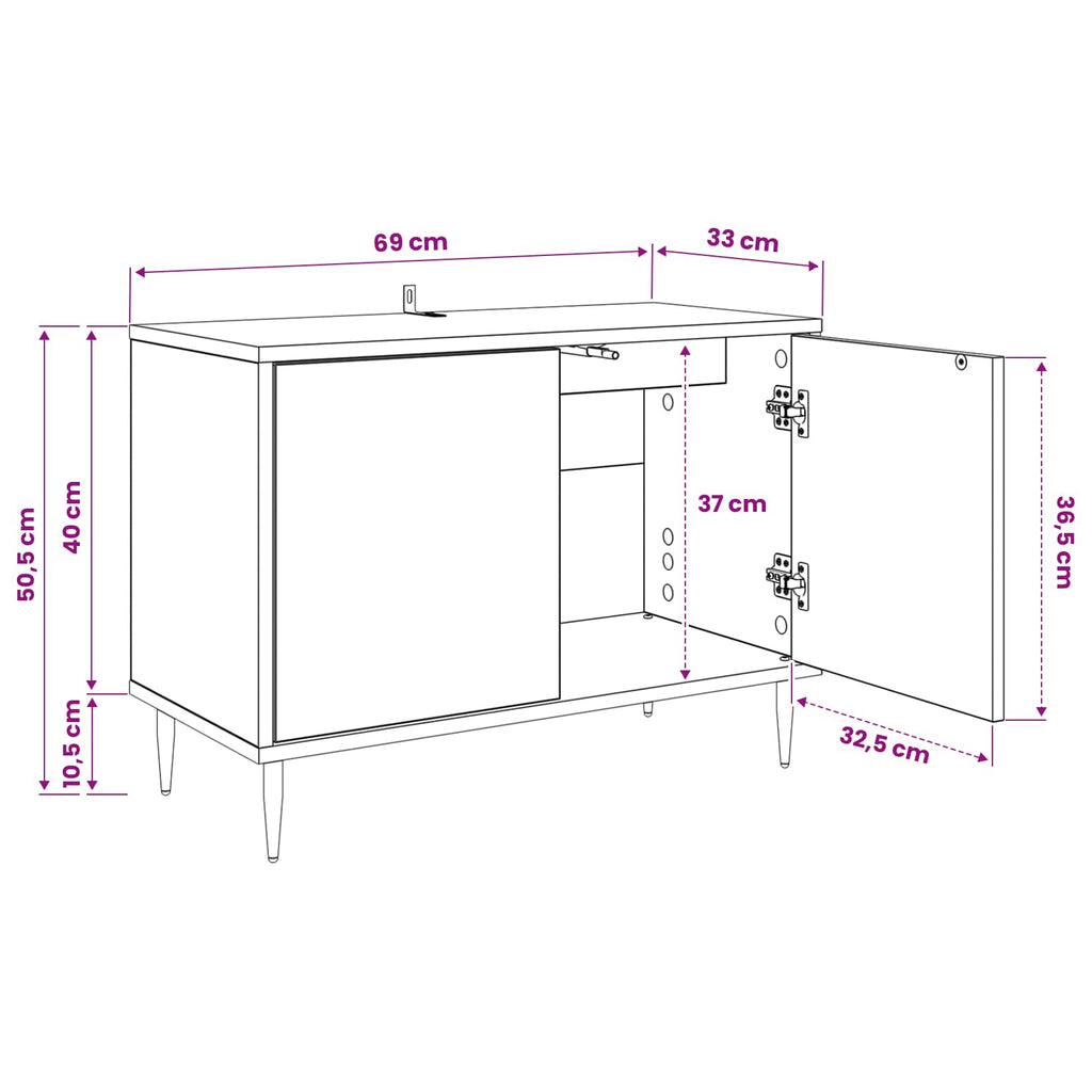 vidaXL Szafka pod telewizor GOTHA 69 x 33 x 50,5 cm Czarny dąb
