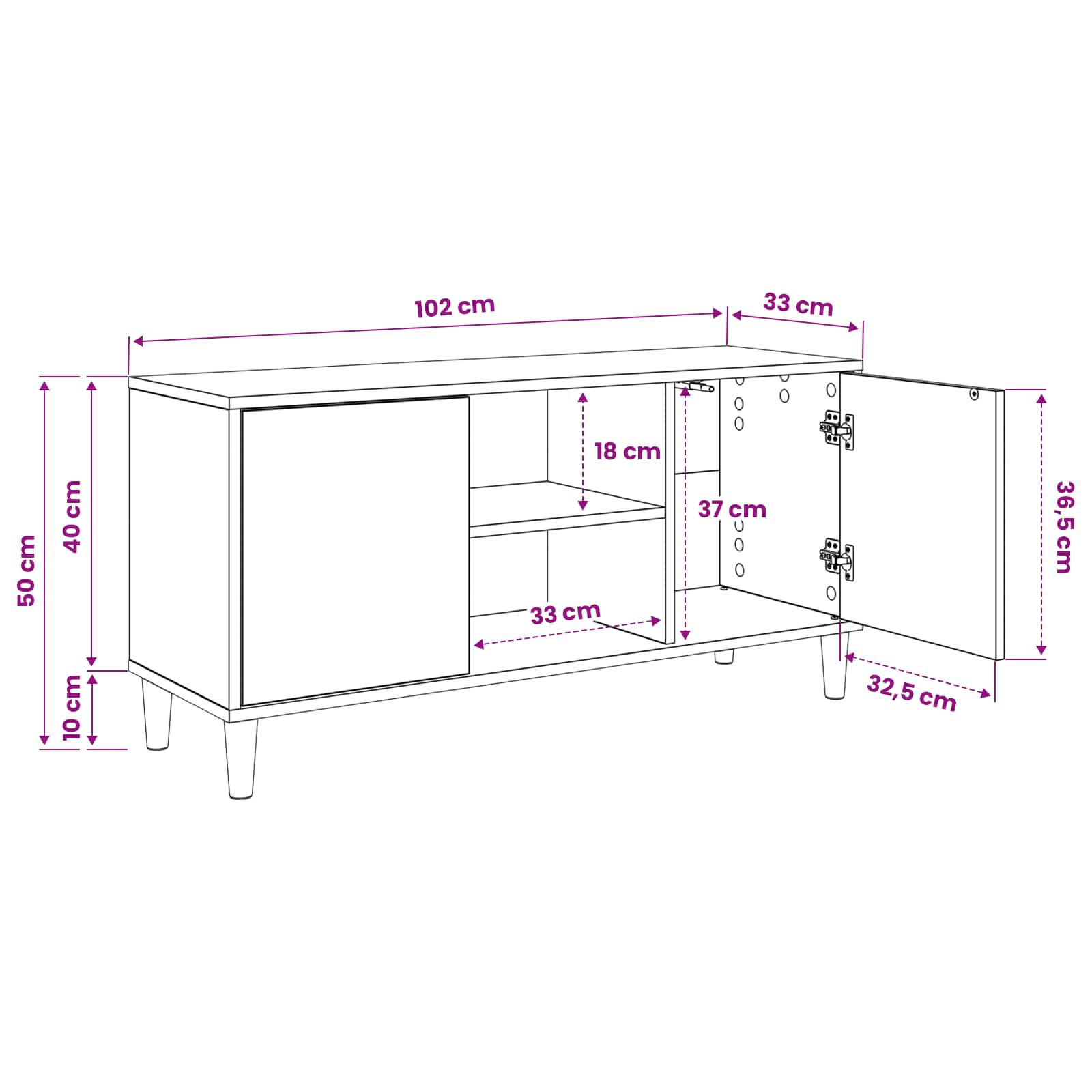 vidaXL Szafka pod telewizor GENNEP 102 x 33 x 50 cm Sonoma