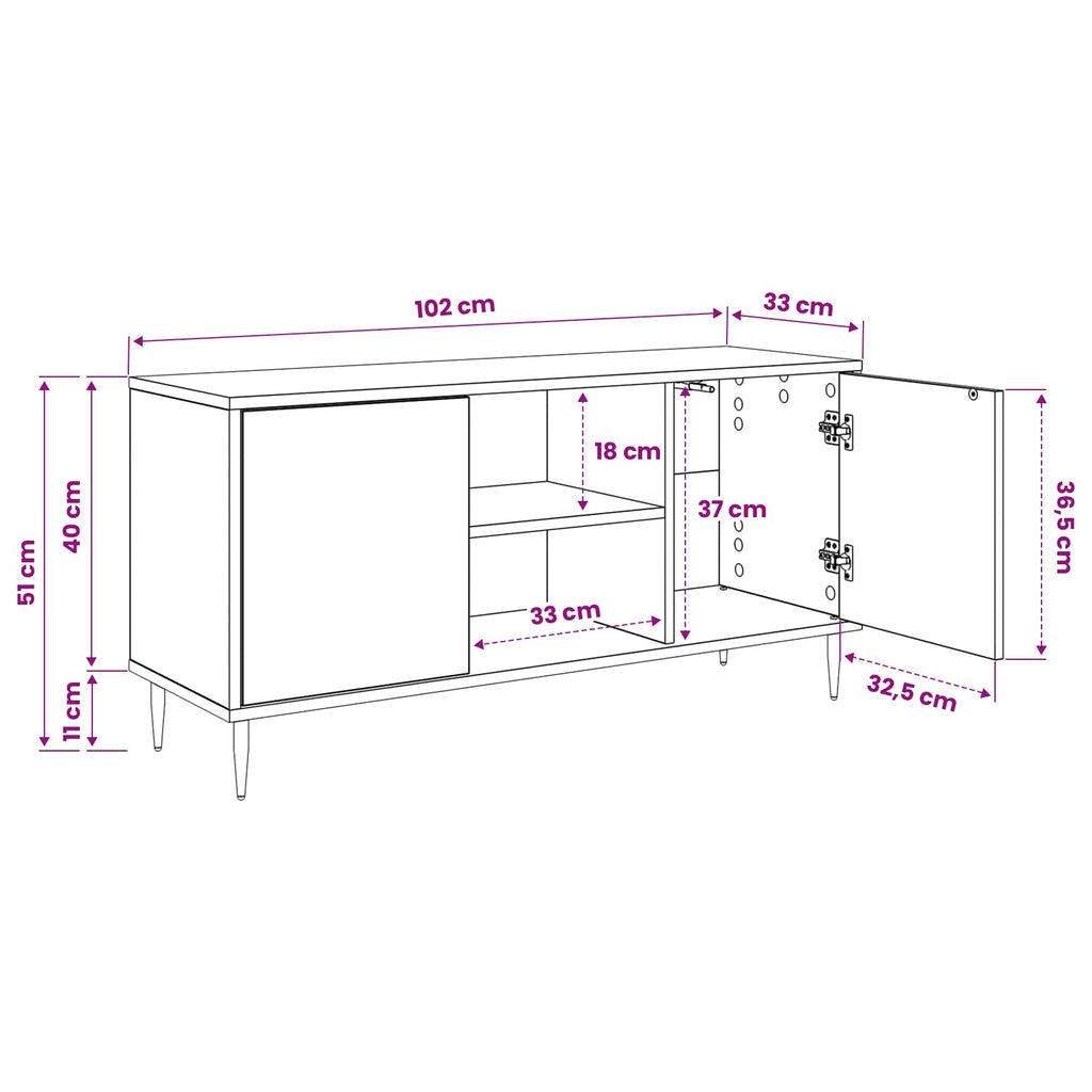 vidaXL Szafka pod telewizor RAALTE 102 x 33 x 51 cm Czarny dąb