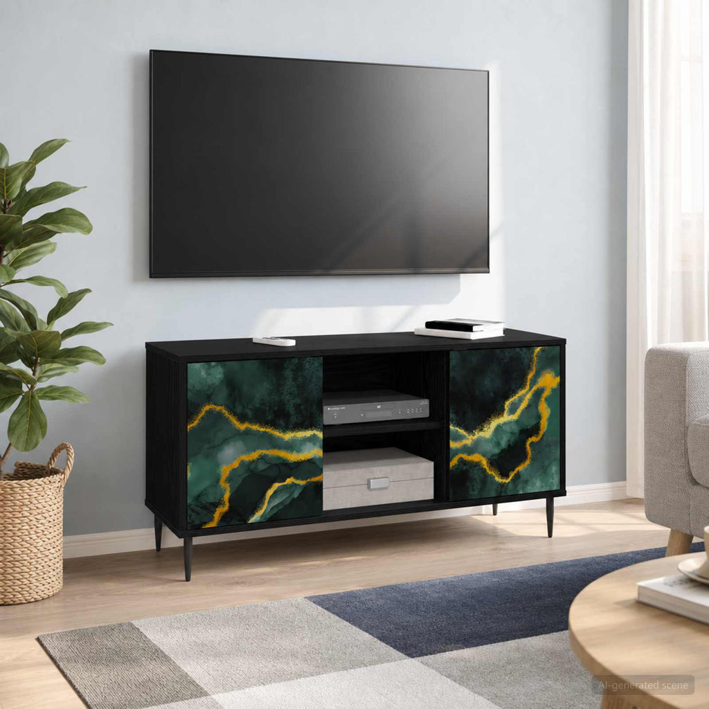 vidaXL Szafka pod telewizor WIJHE 102 x 33 x 51 cm Czarny dąb