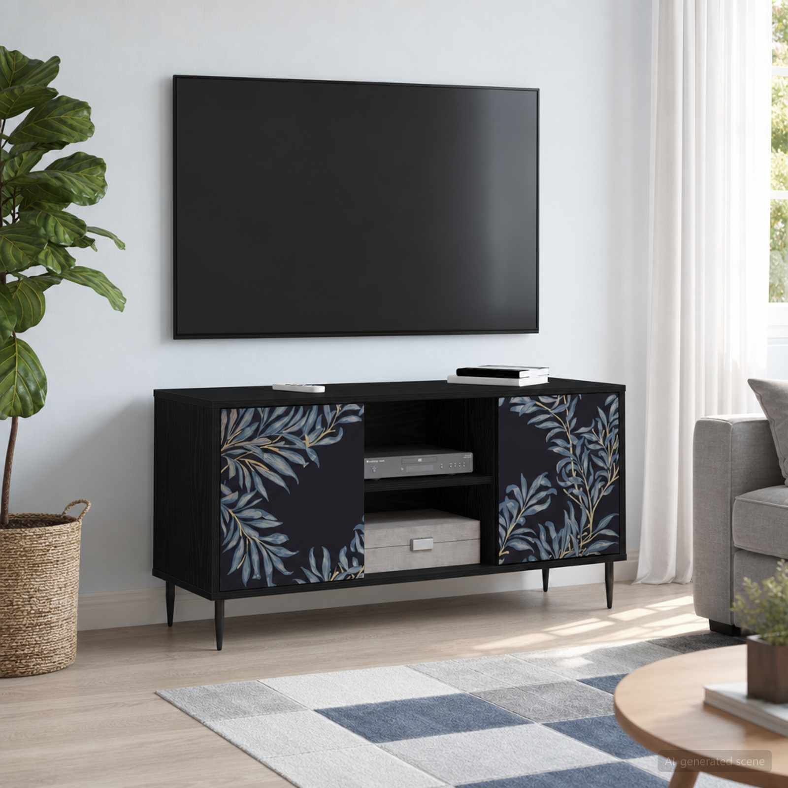 vidaXL Szafka pod telewizor DOKKUM 102 x 33 x 51 cm Czarny dąb