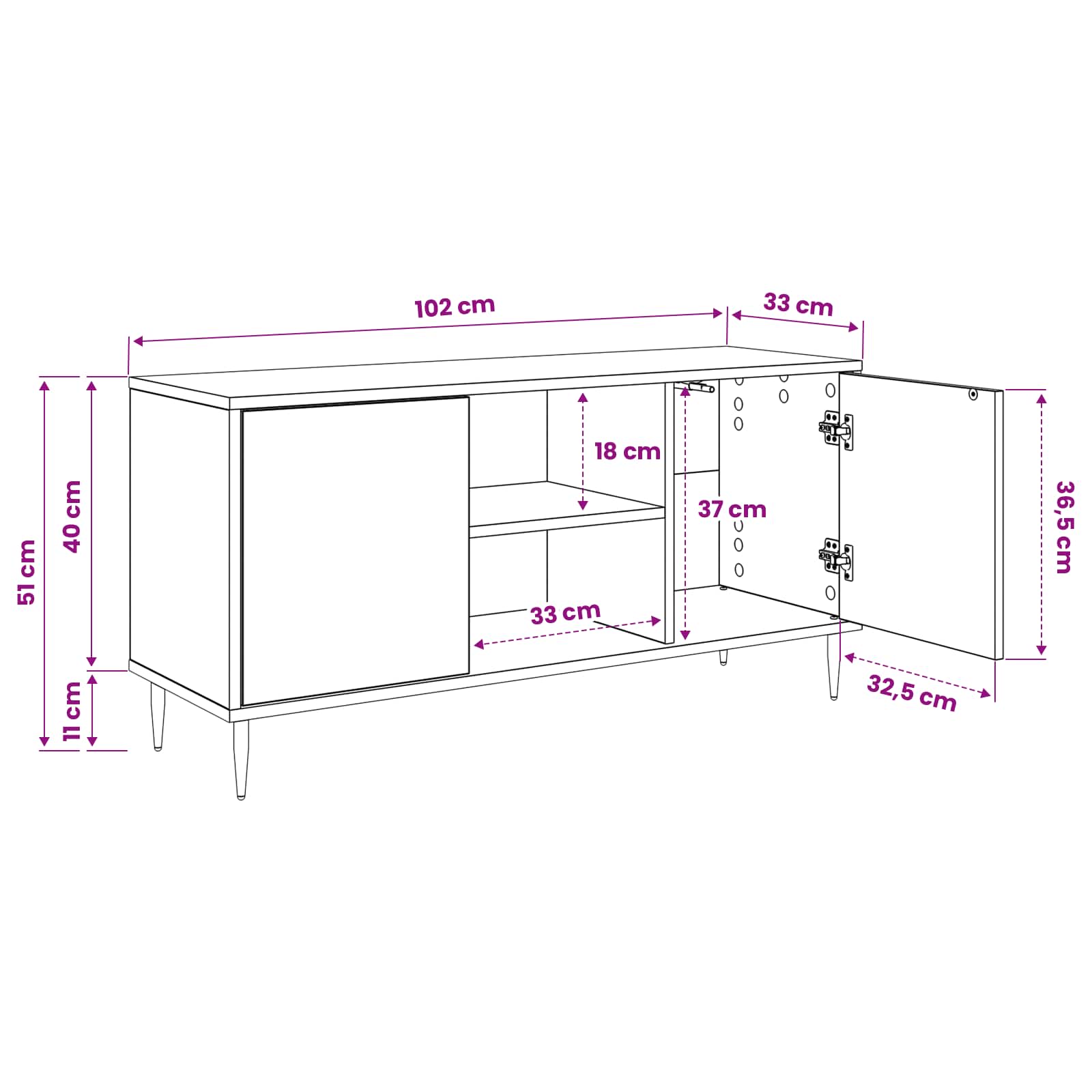 vidaXL Szafka pod telewizor GOTHA 102 x 33 x 51 cm Czarny dąb
