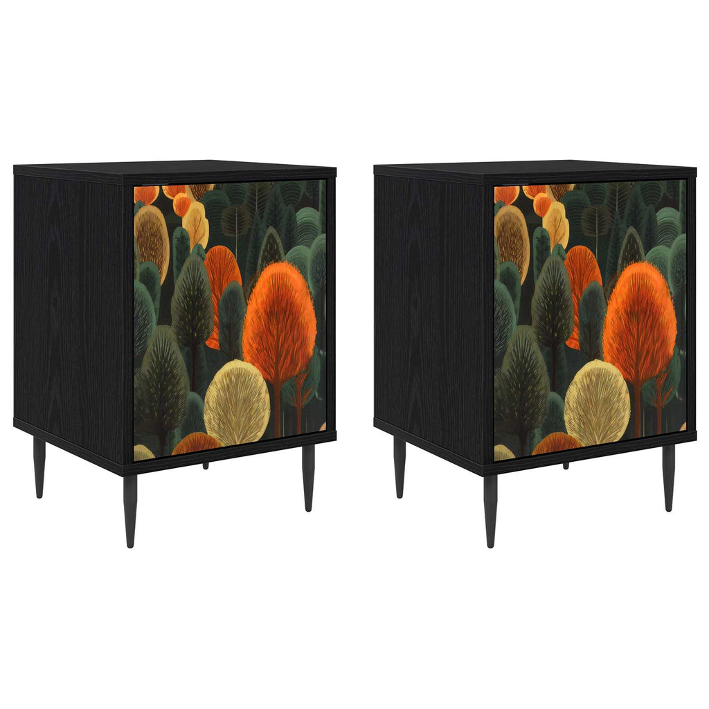 vidaXL Szafka Nocna ZAANDAM 2 szt. Czarny dąb 36 x 33 x 51 cm