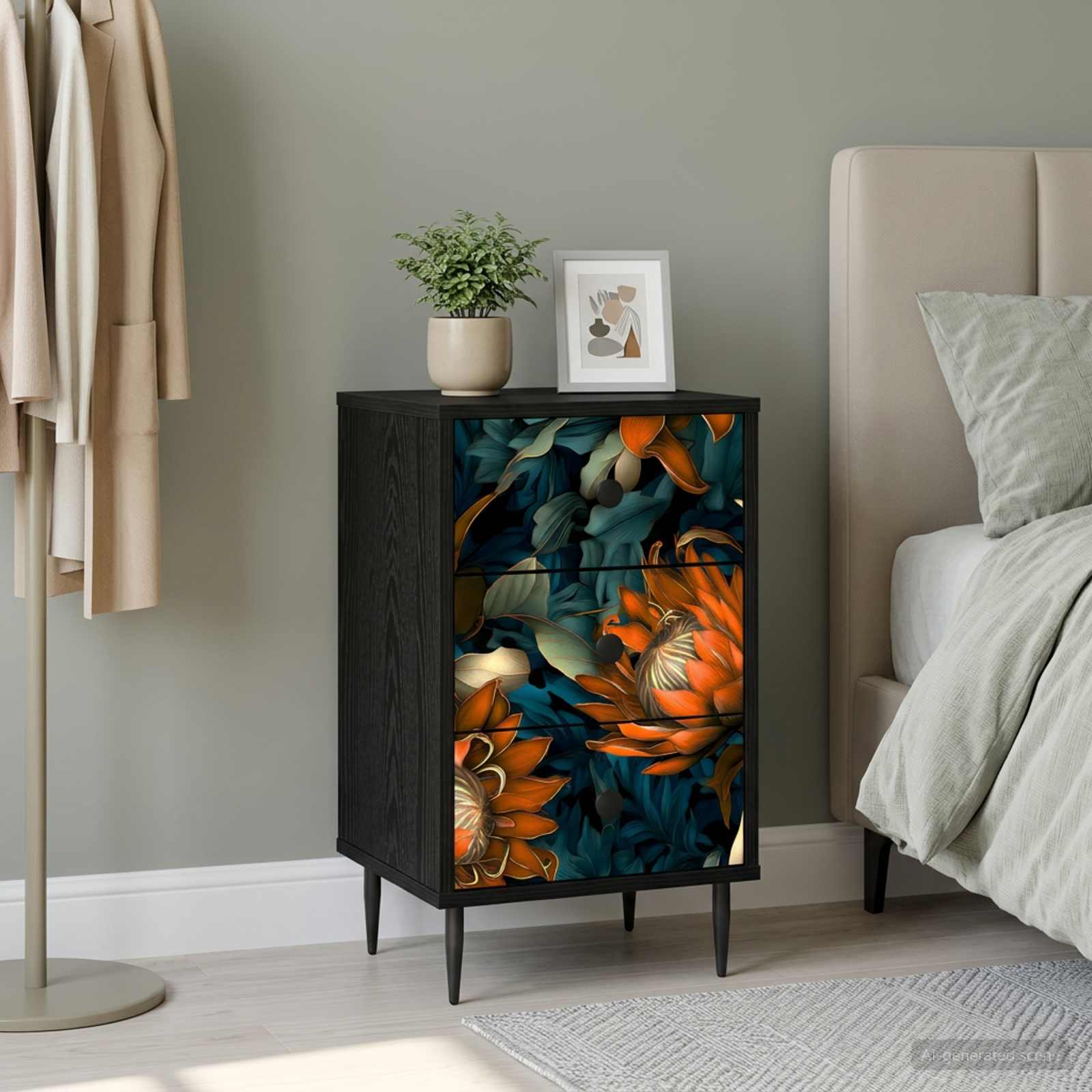 vidaXL Szafka Nocna LOCHEM Czarny dąb 36 x 33 x 61 cm
