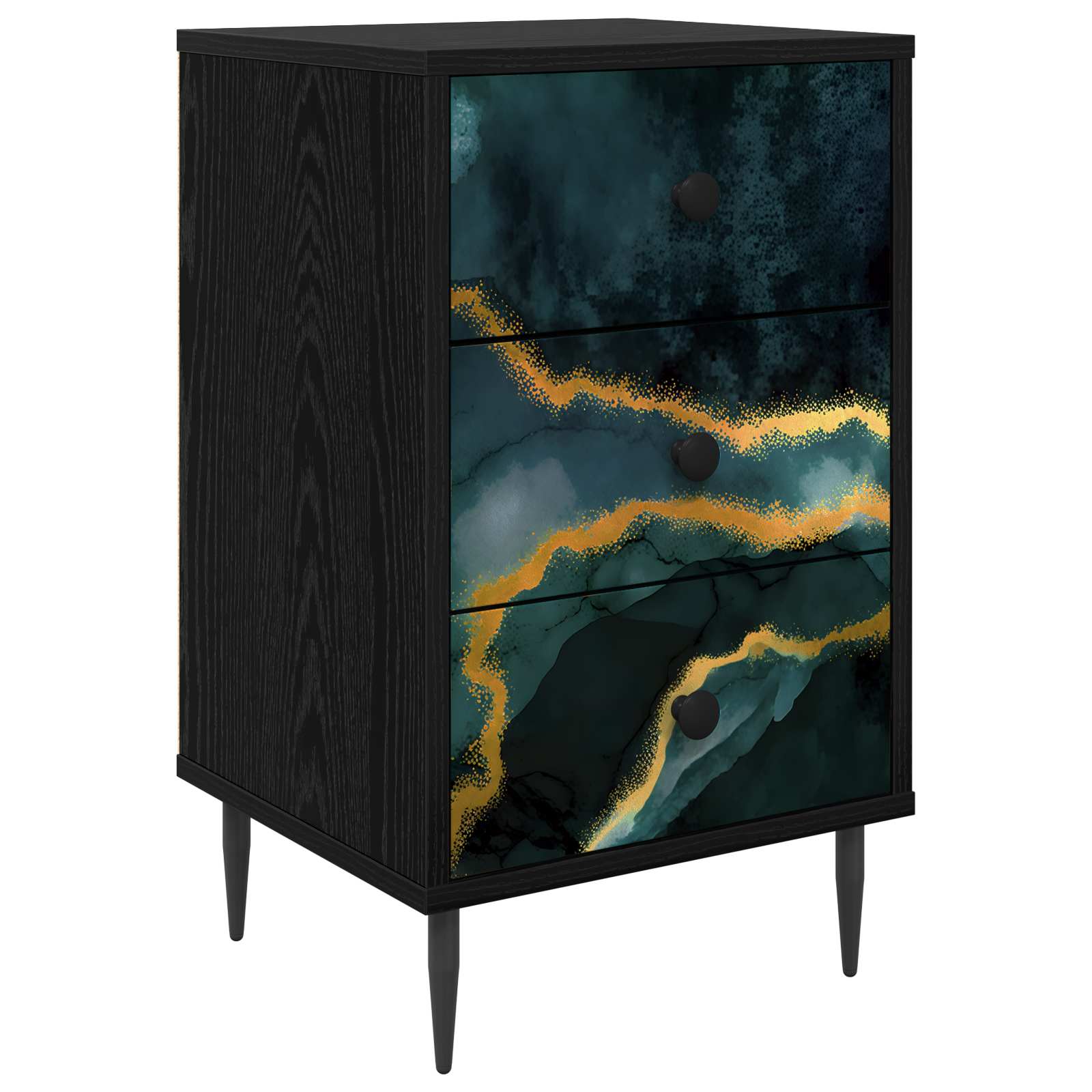 vidaXL Szafka Nocna WIJHE Czarny dąb 36 x 33 x 61 cm