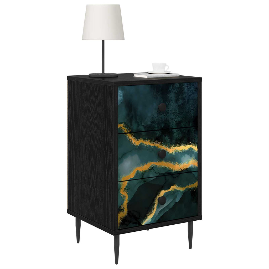 vidaXL Szafka Nocna WIJHE Czarny dąb 36 x 33 x 61 cm