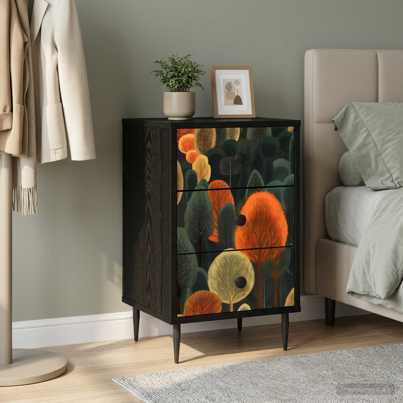 vidaXL Szafka Nocna ZAANDAM Czarny dąb 36 x 33 x 61 cm