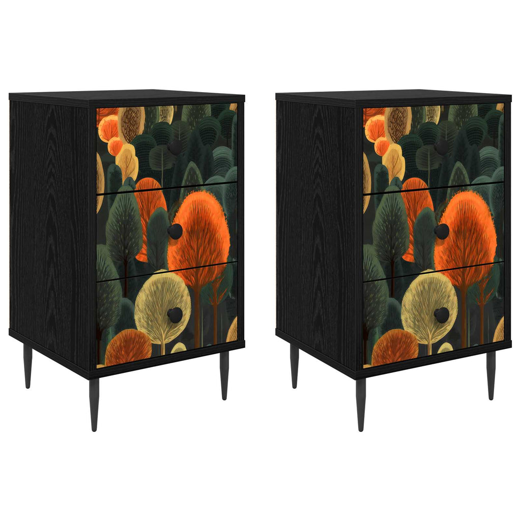 vidaXL Szafka Nocna ZAANDAM 2 szt. Czarny dąb 36 x 33 x 61 cm