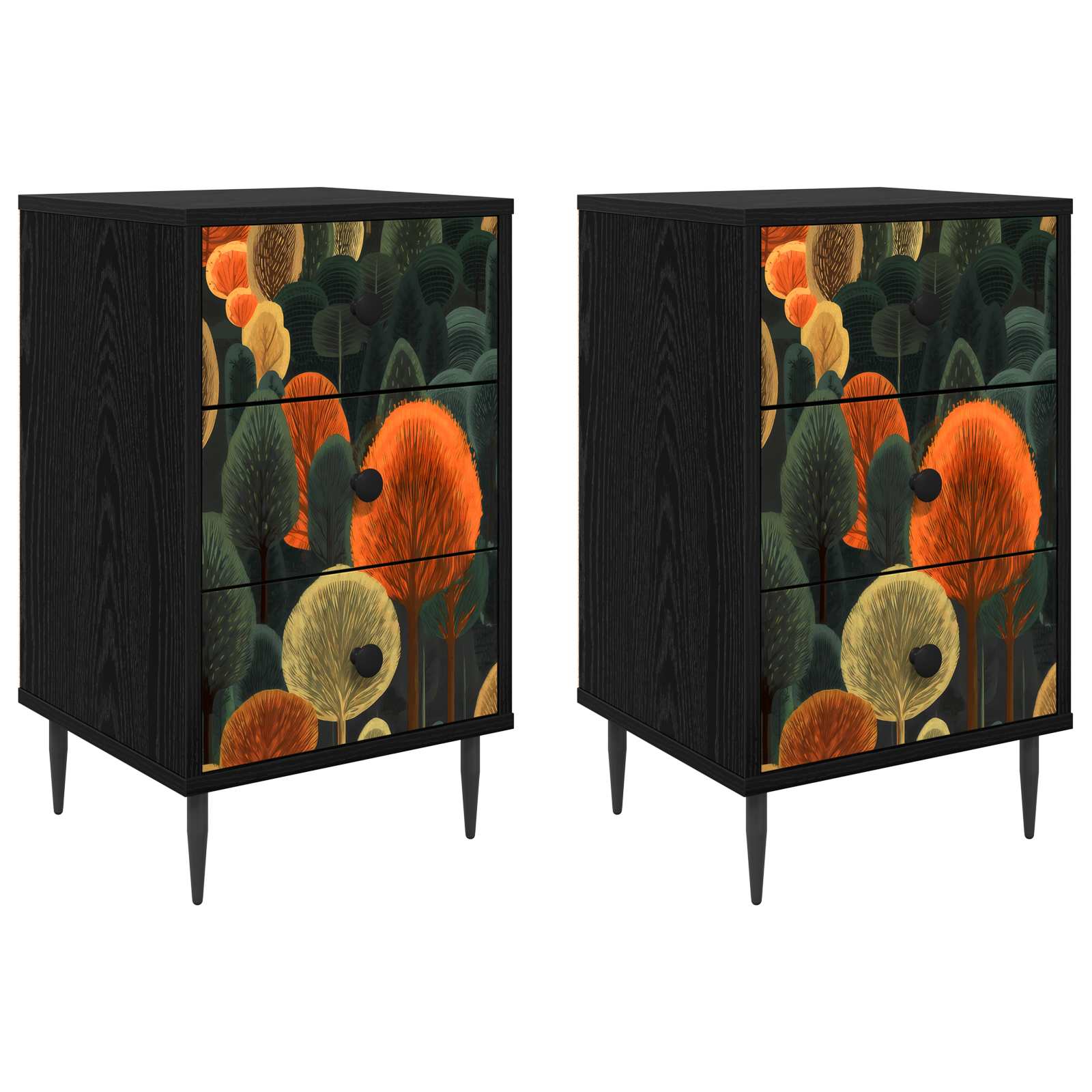 vidaXL Szafka Nocna ZAANDAM 2 szt. Czarny dąb 36 x 33 x 61 cm