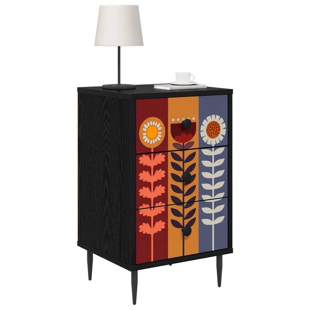 vidaXL Szafka Nocna ESSEN Czarny dąb 36 x 33 x 61 cm
