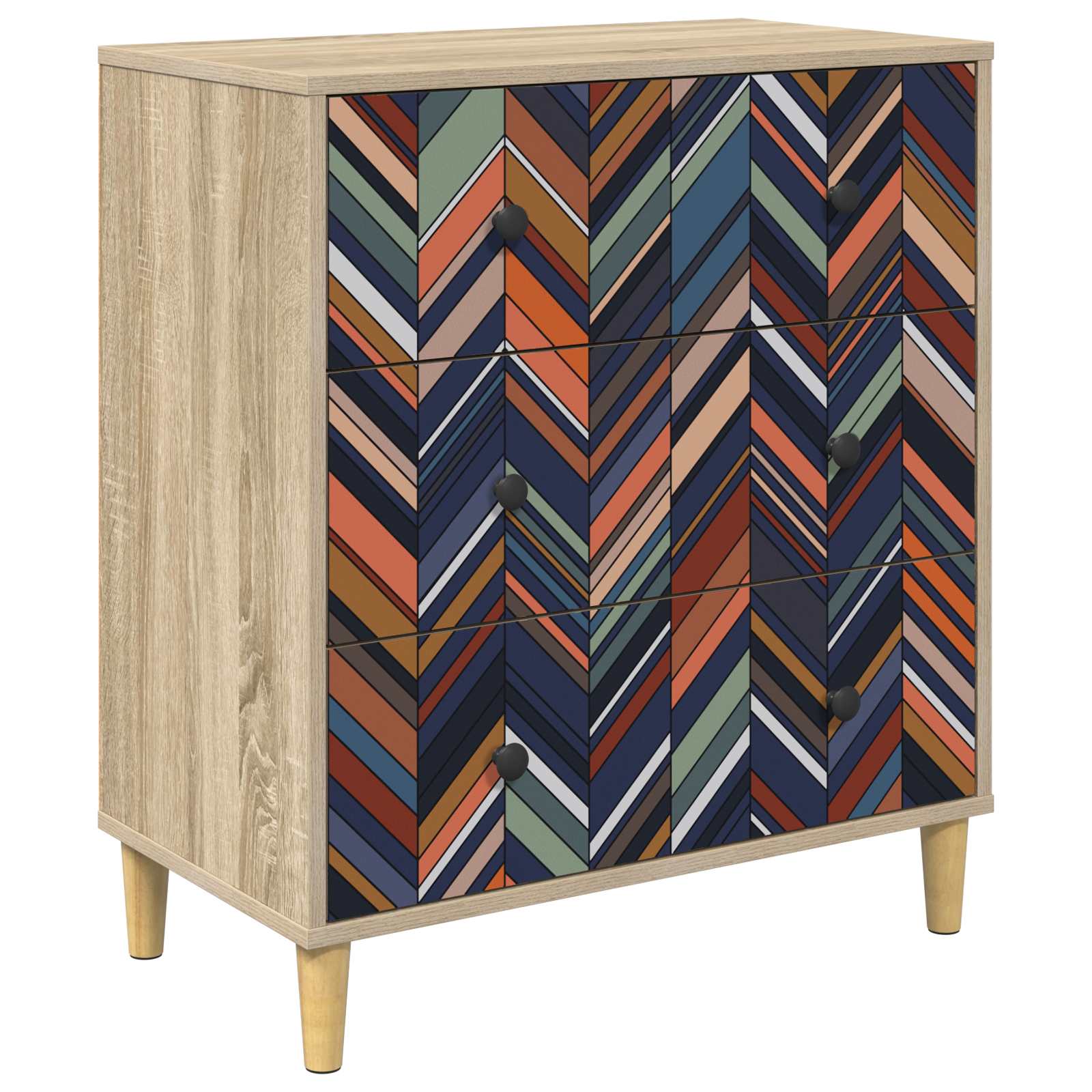 vidaXL Komoda z szufladami OMMEN Wzór geometryczny 66 x 36,5 x 75 cm